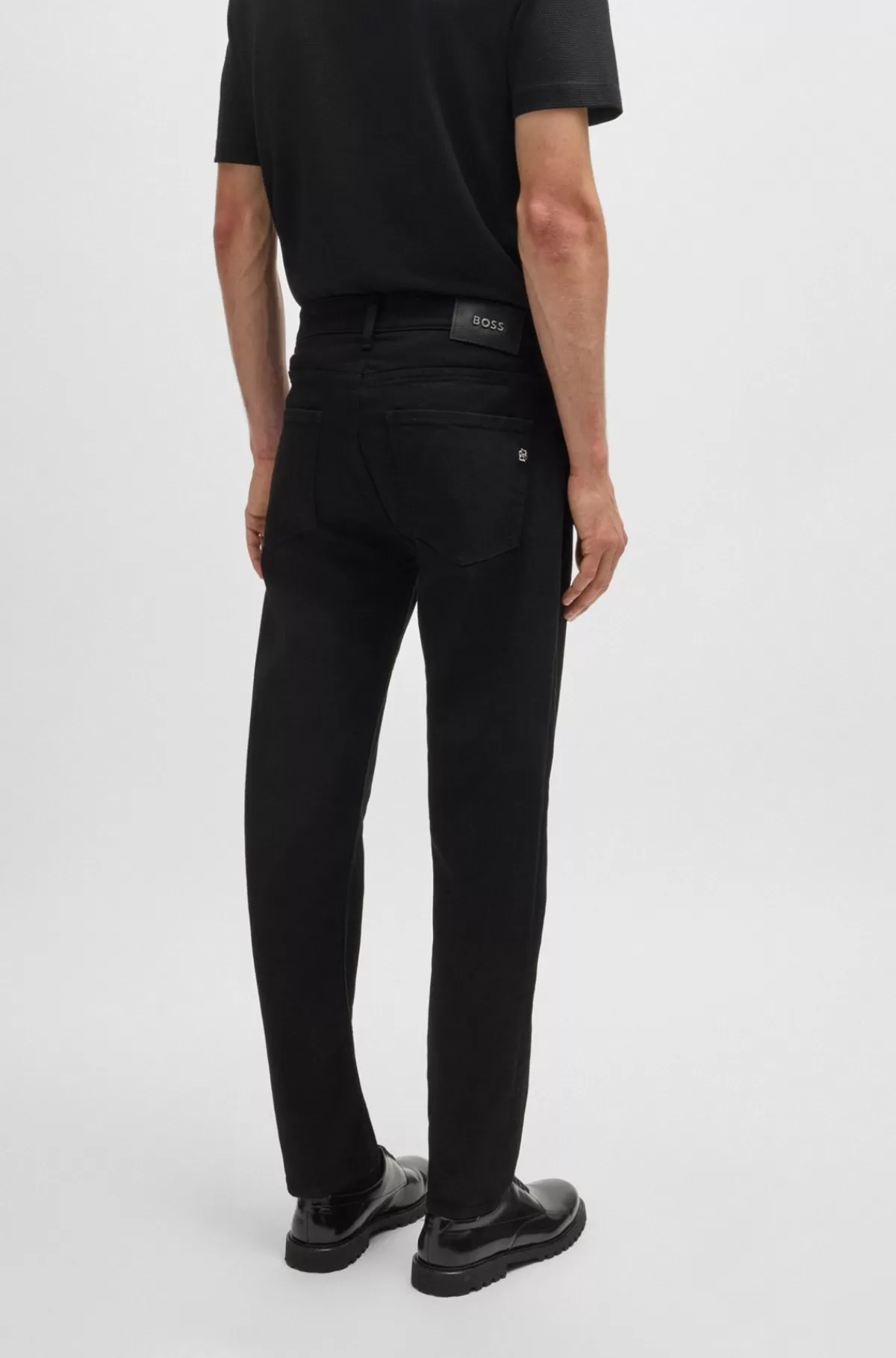 HUGO BOSS Maine Regular Fit Jeans I Ekstra Blød Denim Fra Italien Sort Clearance