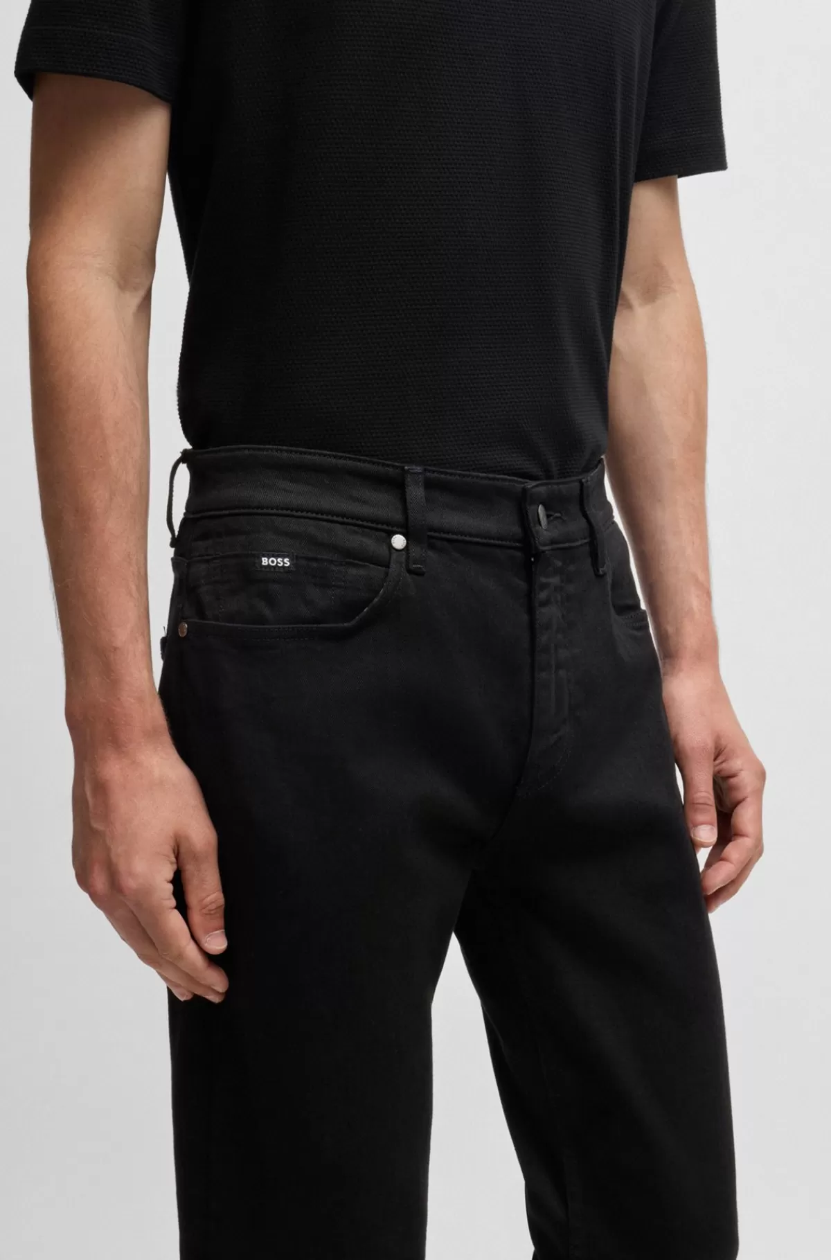 HUGO BOSS Maine Regular Fit Jeans I Ekstra Blød Denim Fra Italien Sort Clearance
