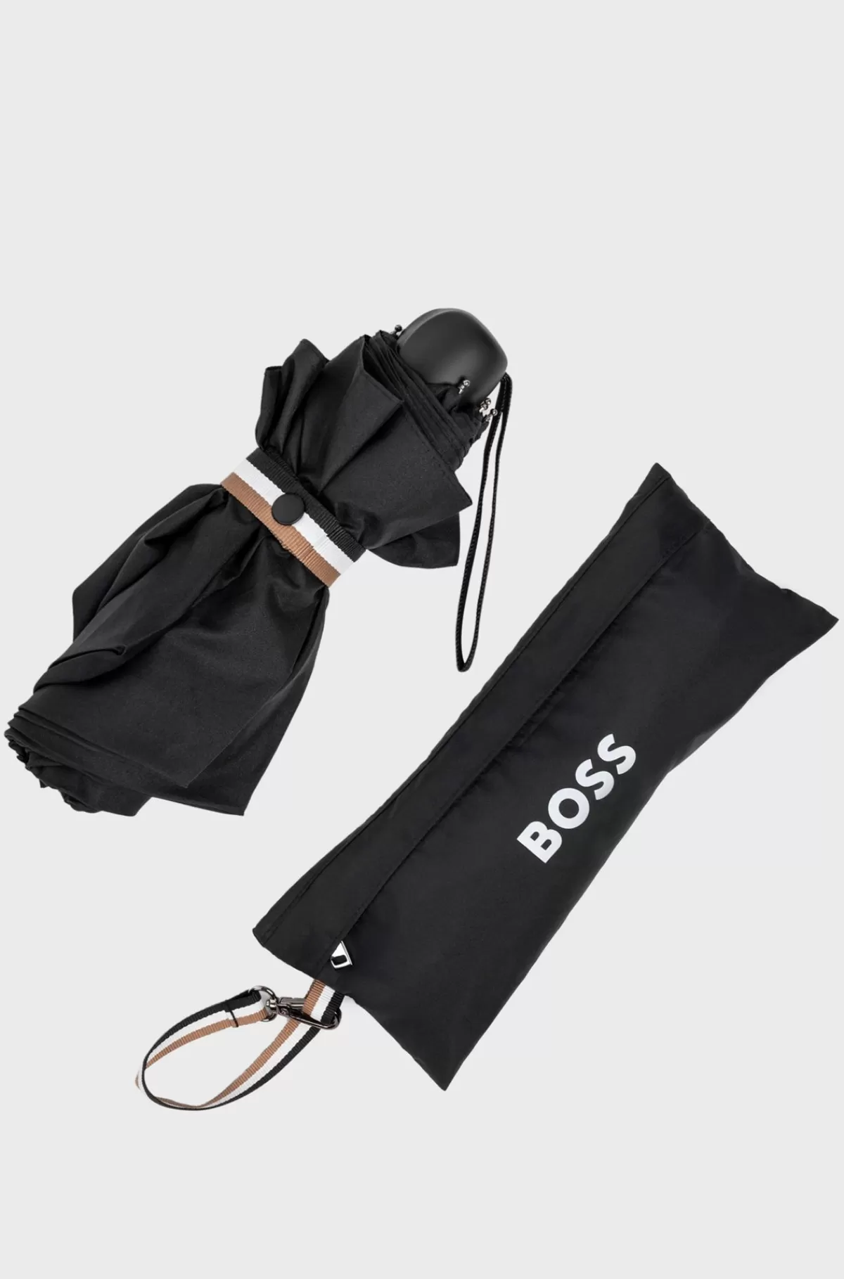 HUGO BOSS Miniparaply Med Signaturstribet Lukkestrop Sort Sale