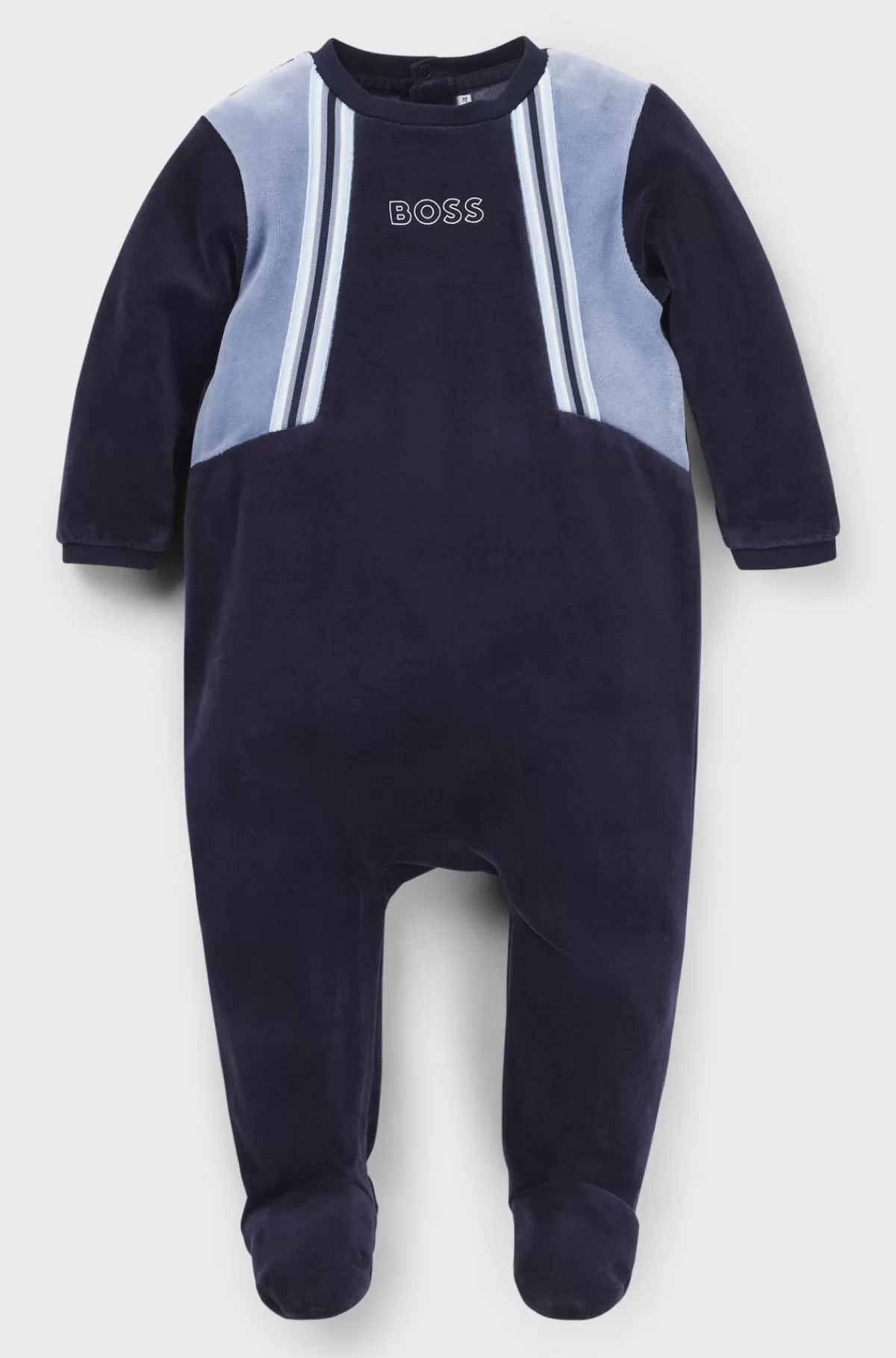 HUGO BOSS Natdragt Til Babyer I Velour Af Bomuldsblanding Med Logoprint Mørkeblå Sale