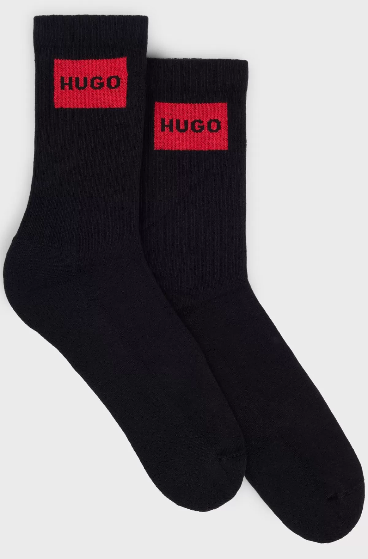 HUGO BOSS Pakke Med To Par Korte Sokker Med Røde Logomærkater Sort Shop