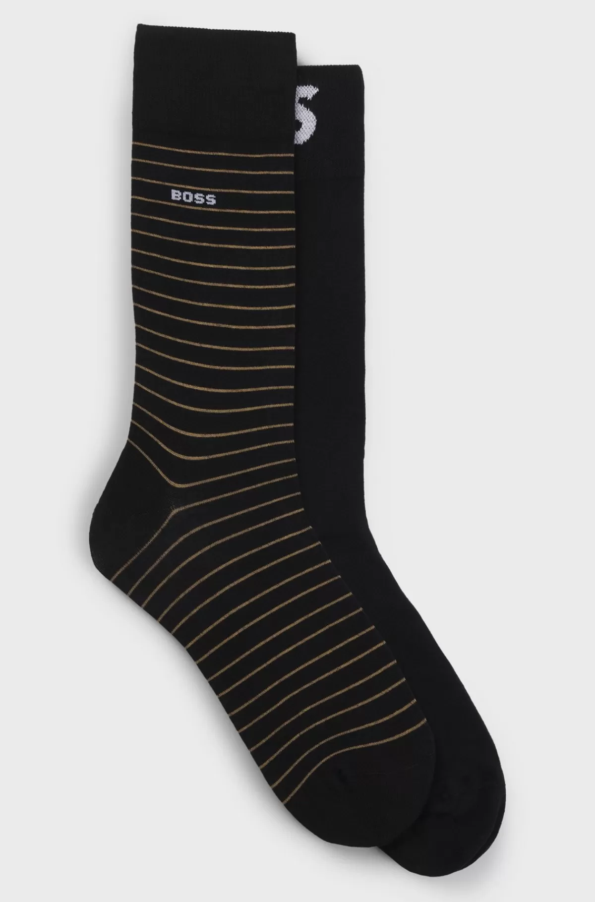 HUGO BOSS Pakke Med To Par Sokker I Almindelig Længde I Bomuld Med Stræk Sort Outlet