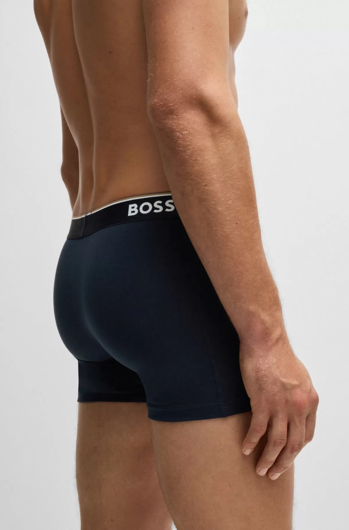 HUGO BOSS Pakke Med Tre Boxer-underbukser I Bomuld Med Stræk Med Logoer Sort/grå/blå Flash Sale