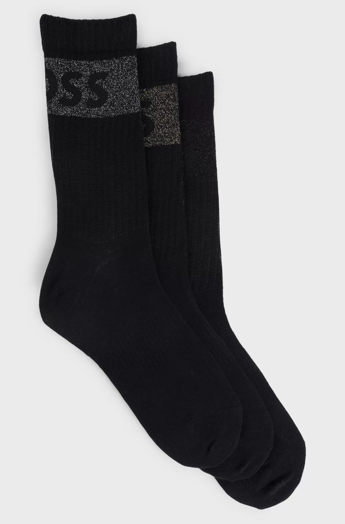 HUGO BOSS Pakke Med Tre Par Korte Sokker I Bomuldsblanding Med Logoer Sort Best