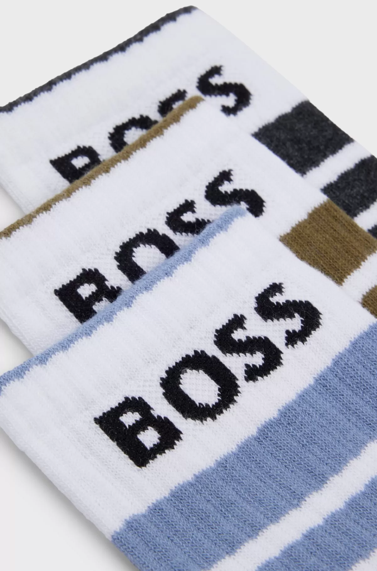 HUGO BOSS Pakke Med Tre Par Korte Sokker Med Striber Og Logoer Hvid Outlet