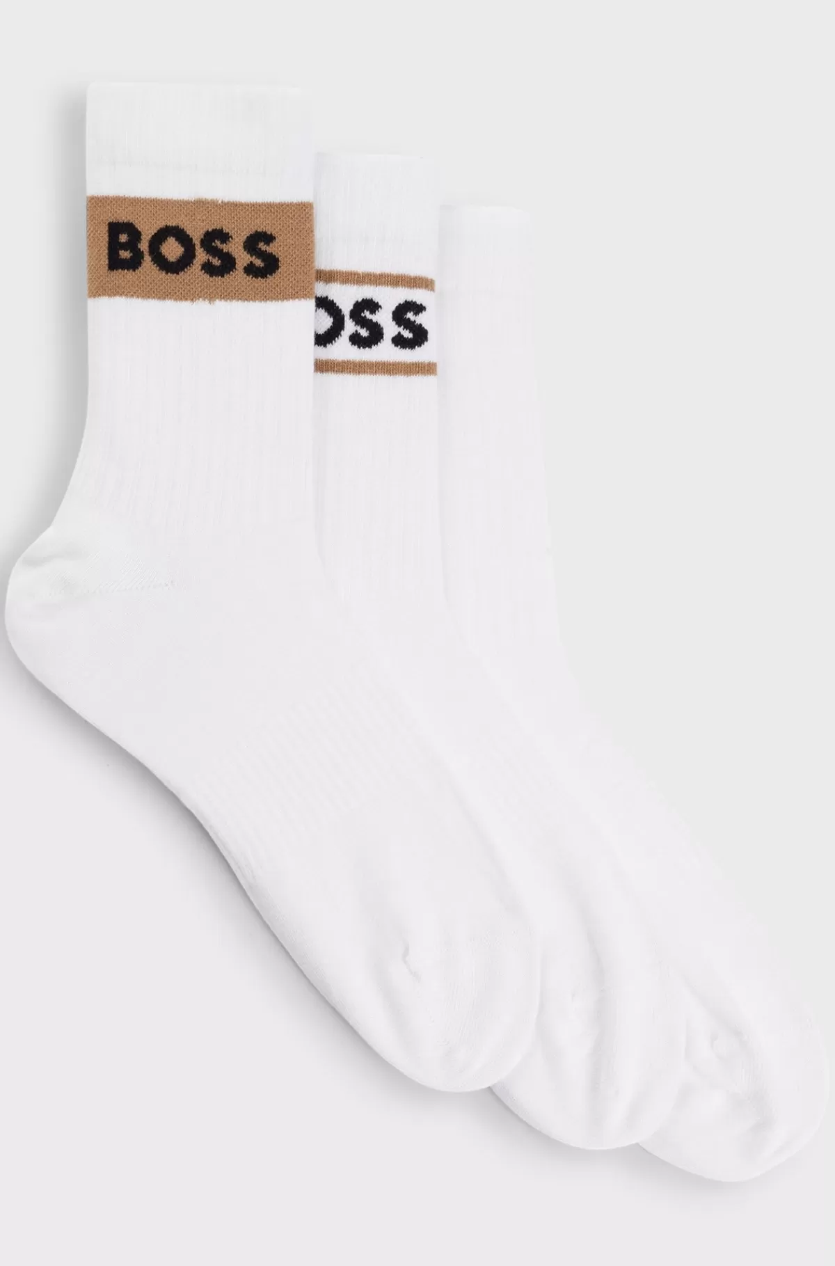HUGO BOSS Pakke Med Tre Par Korte Strømper I Bomuldsblanding Med Logoer Hvid Cheap