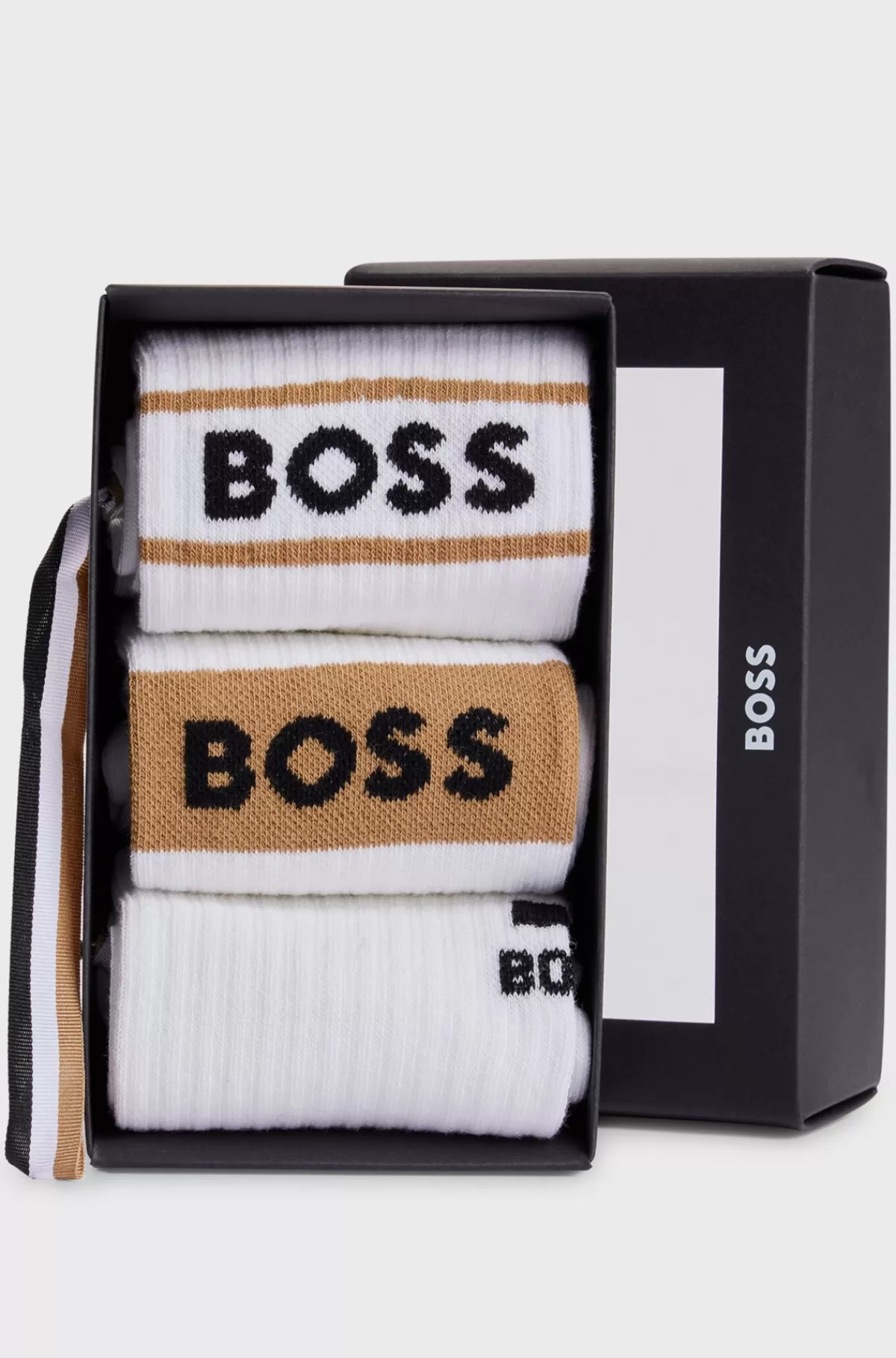 HUGO BOSS Pakke Med Tre Par Korte Strømper I Bomuldsblanding Med Logoer Hvid Cheap