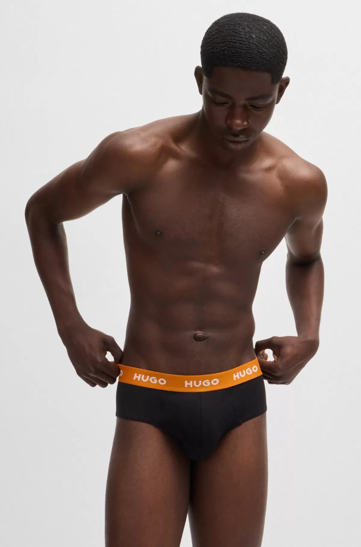 HUGO BOSS Pakke Med Tre Par Underbukser I Bomuld Med Stræk Og Logolinning Sort Discount
