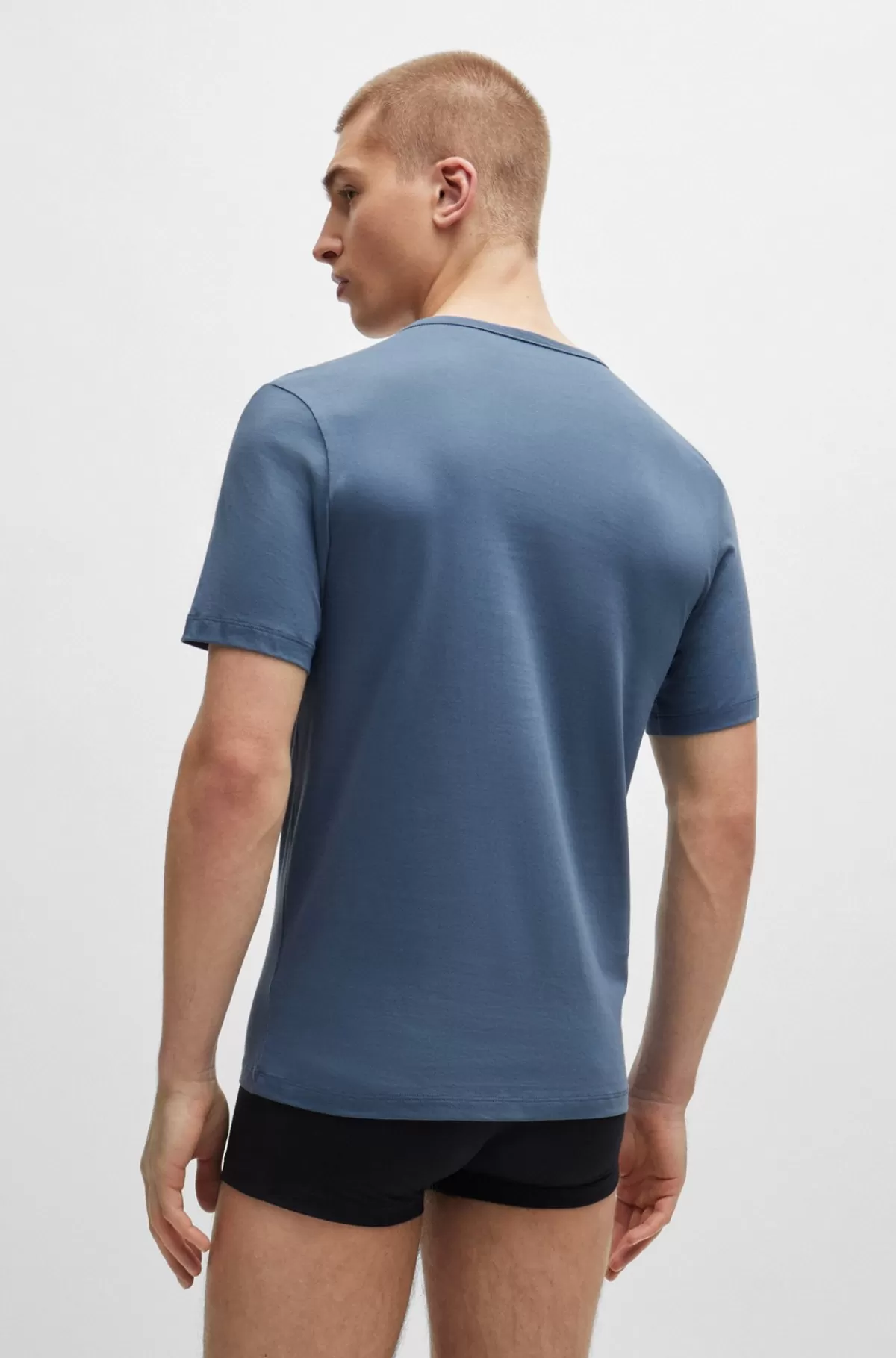 HUGO BOSS Pakke Med Tre T-shirts Til Undertøj I Bomuld Og Med Mærke Sort/blå Cheap