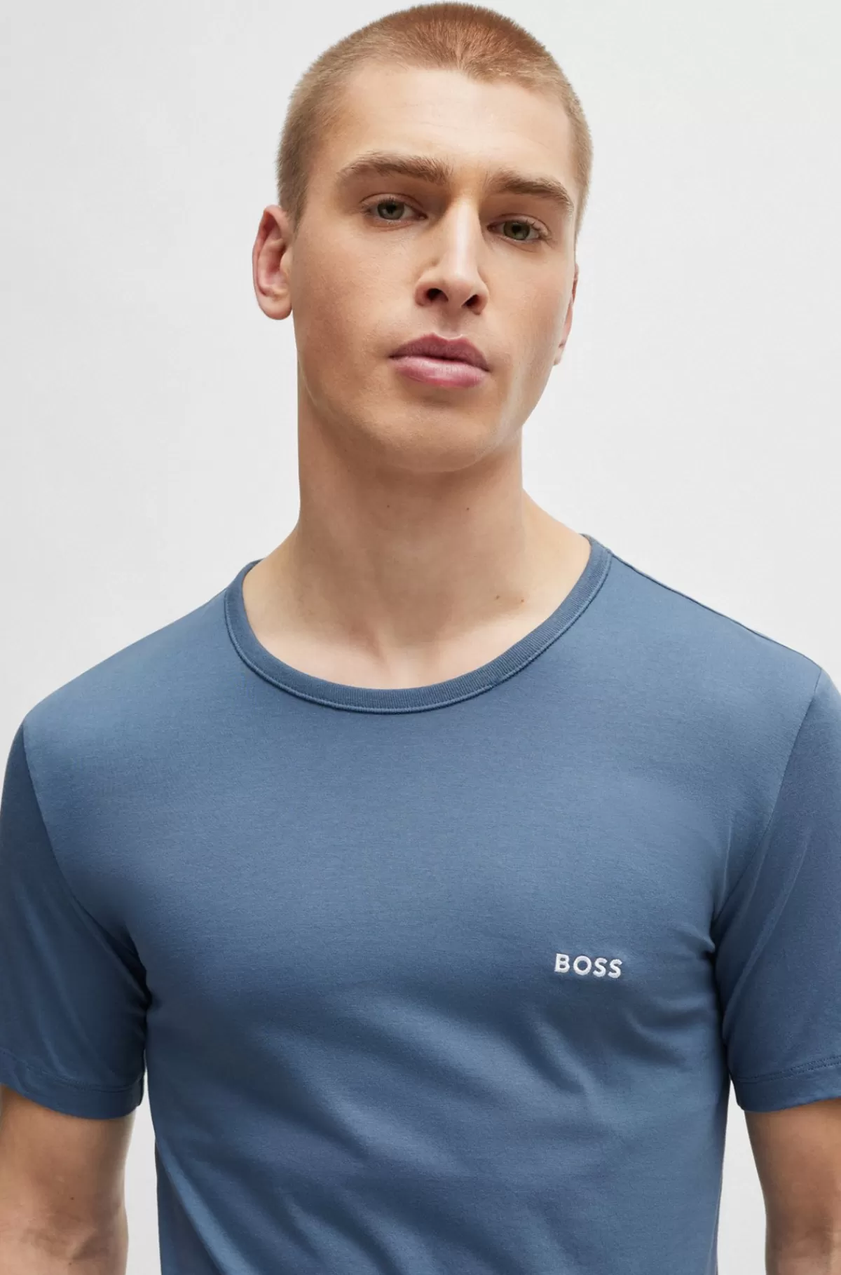 HUGO BOSS Pakke Med Tre T-shirts Til Undertøj I Bomuld Og Med Mærke Sort/blå Cheap