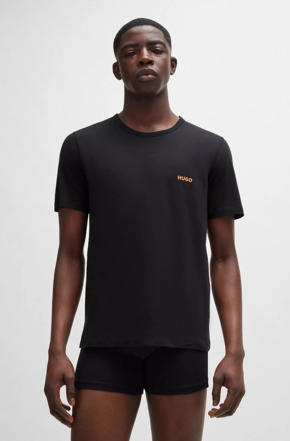 HUGO BOSS Pakke Med Tre T-shirts-undertrøjer I Bomuld Med Logotryk Sort Store