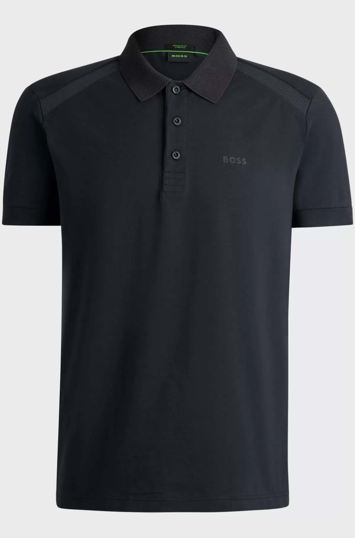 HUGO BOSS Poloshirt I Bomuld Med Stræk Og Indsatser Af Stribet Bånd Mørkeblå Outlet