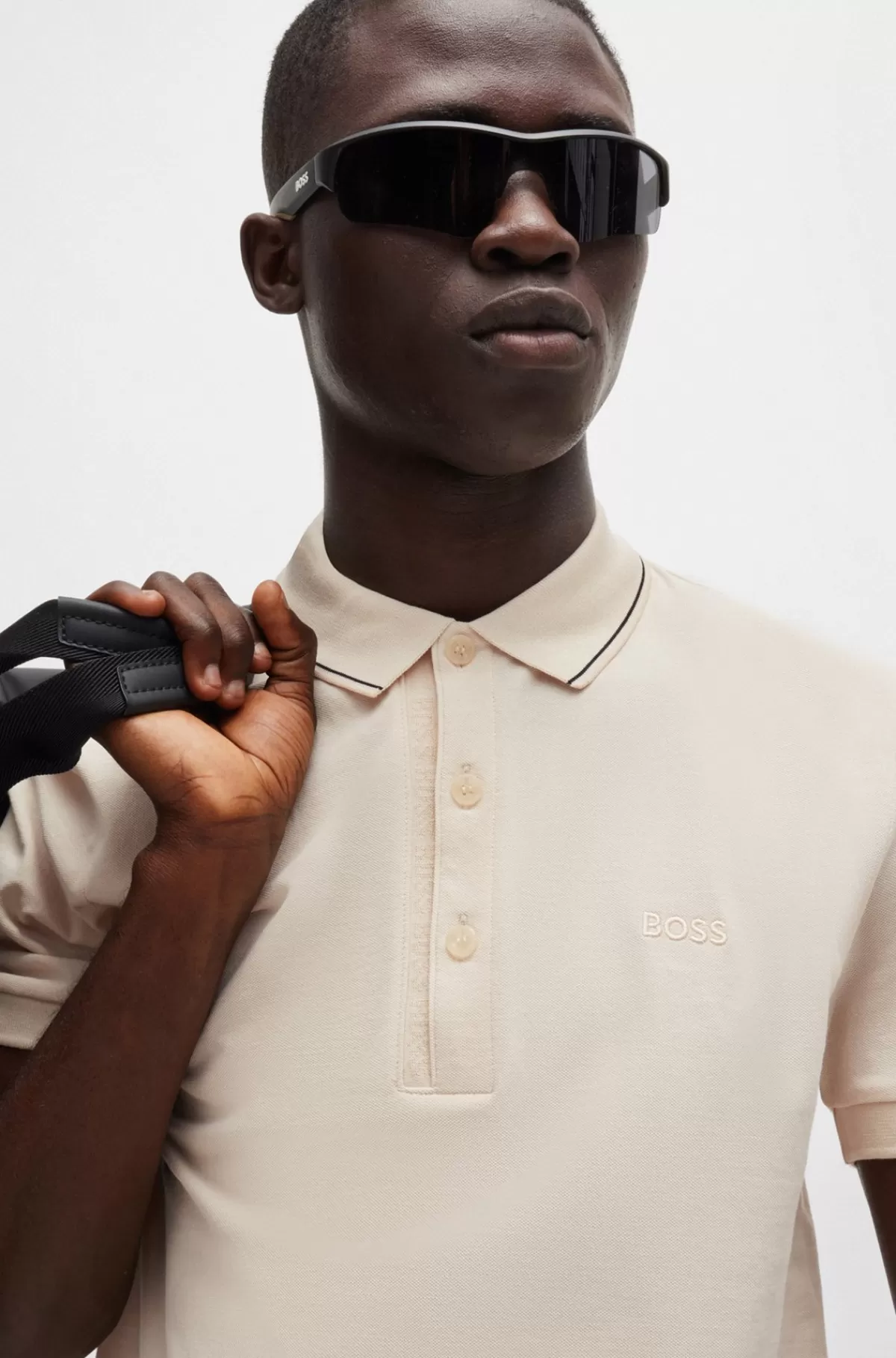 HUGO BOSS Poloshirt I Bomuldspiqué Med Slim Fit Og Tone-i-tone-logo Naturlig Fashion