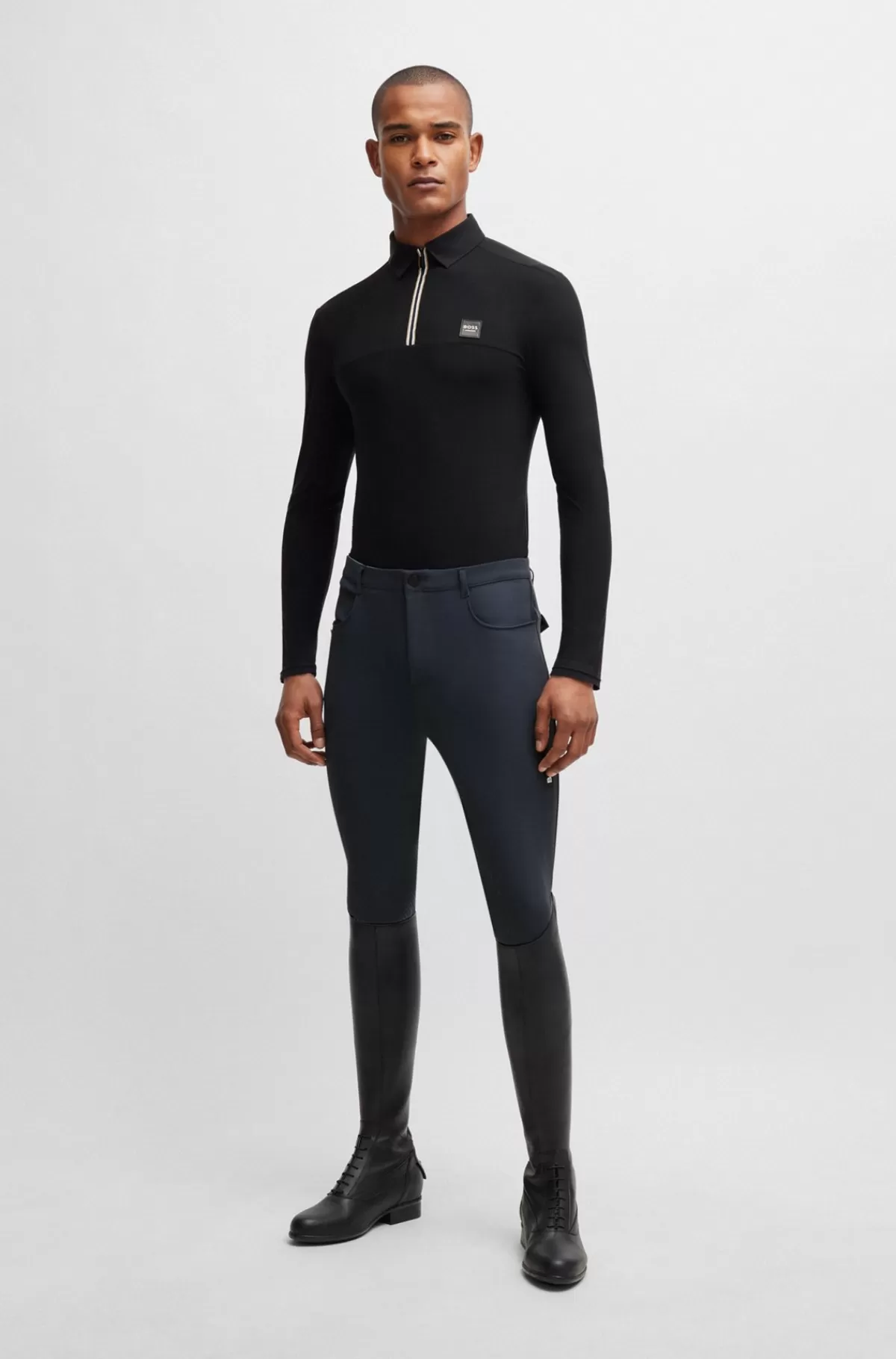 HUGO BOSS Poloshirt Til Hestesportstræning I Hurtigtørrende Materiale Sort Clearance