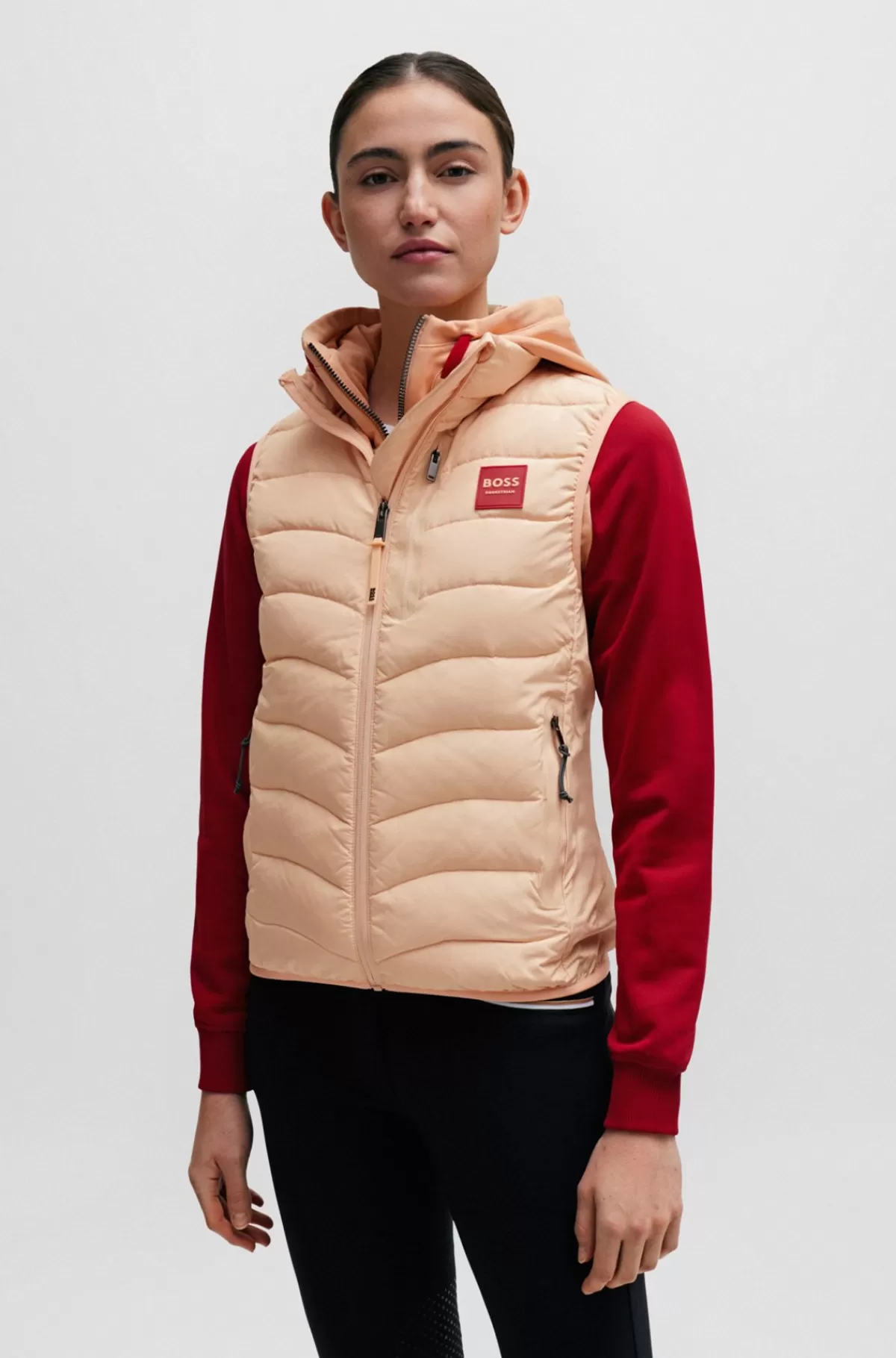 HUGO BOSS Polstret Vest Til Hestesport Med Logomærke I Silikone Lys orange Fashion