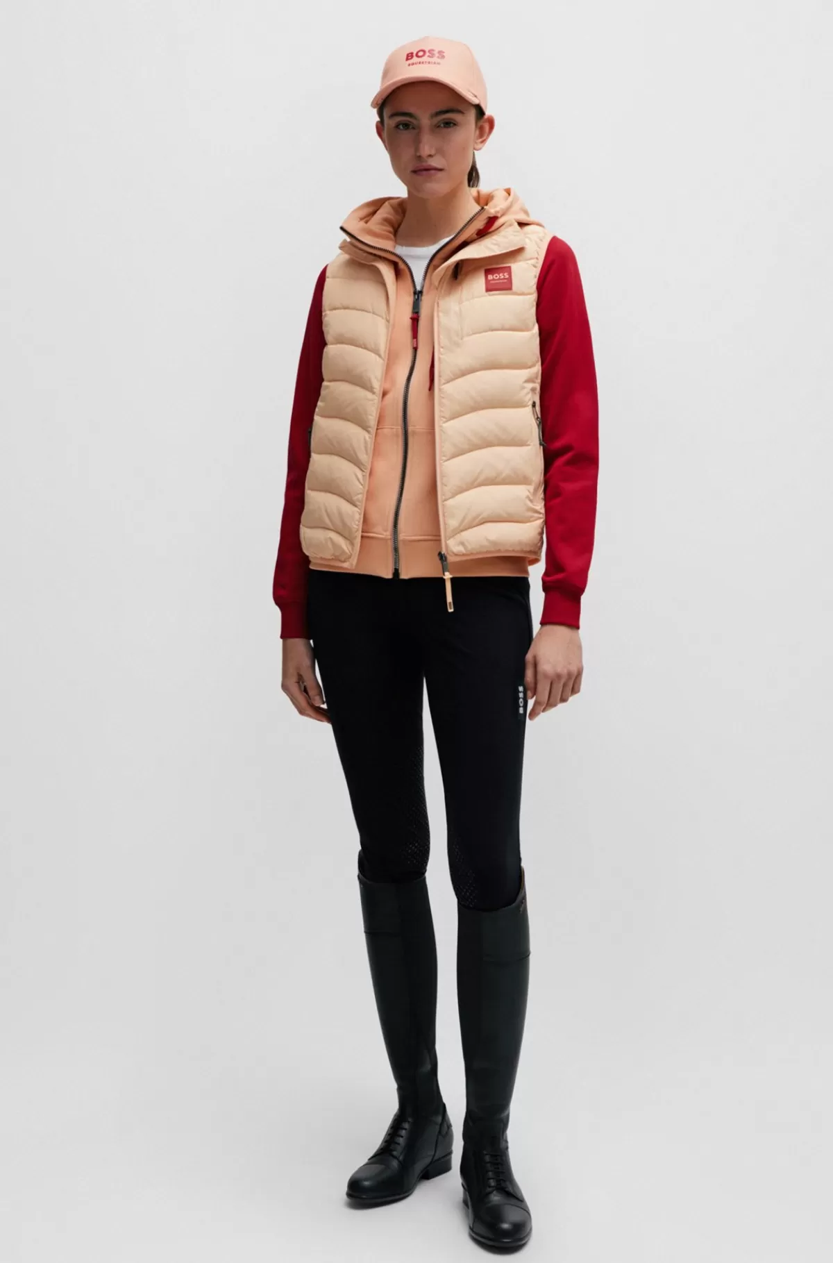 HUGO BOSS Polstret Vest Til Hestesport Med Logomærke I Silikone Lys orange Fashion