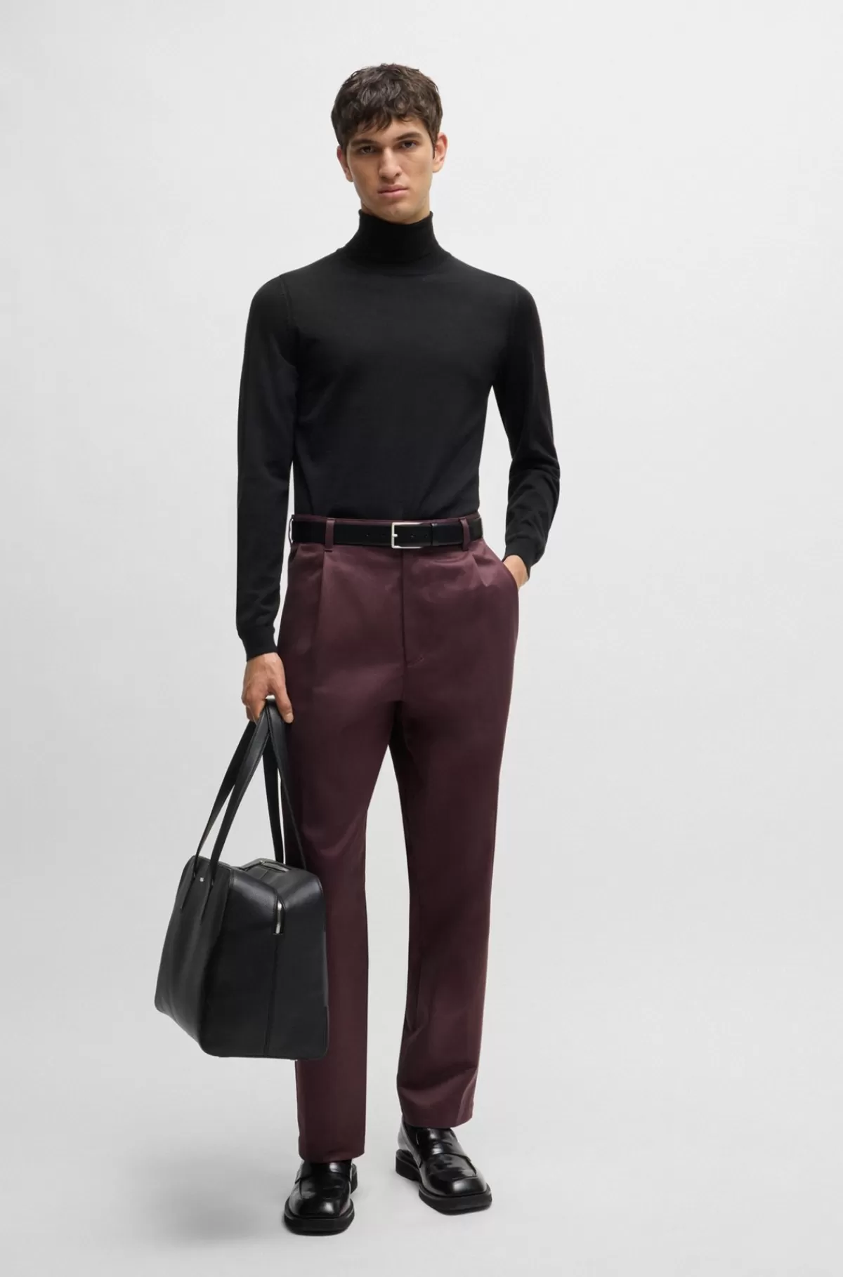 HUGO BOSS Porsche X BOSS-bukser Med Relaxed Fit I Bomuldstwill Mørkerød Outlet