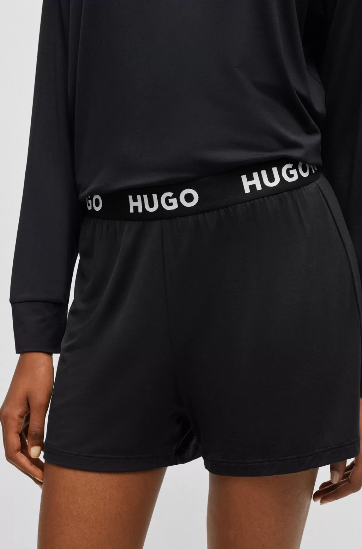 HUGO BOSS Pyjamasshorts I Jersey Med Stræk Og Linning Med Logo Sort Flash Sale