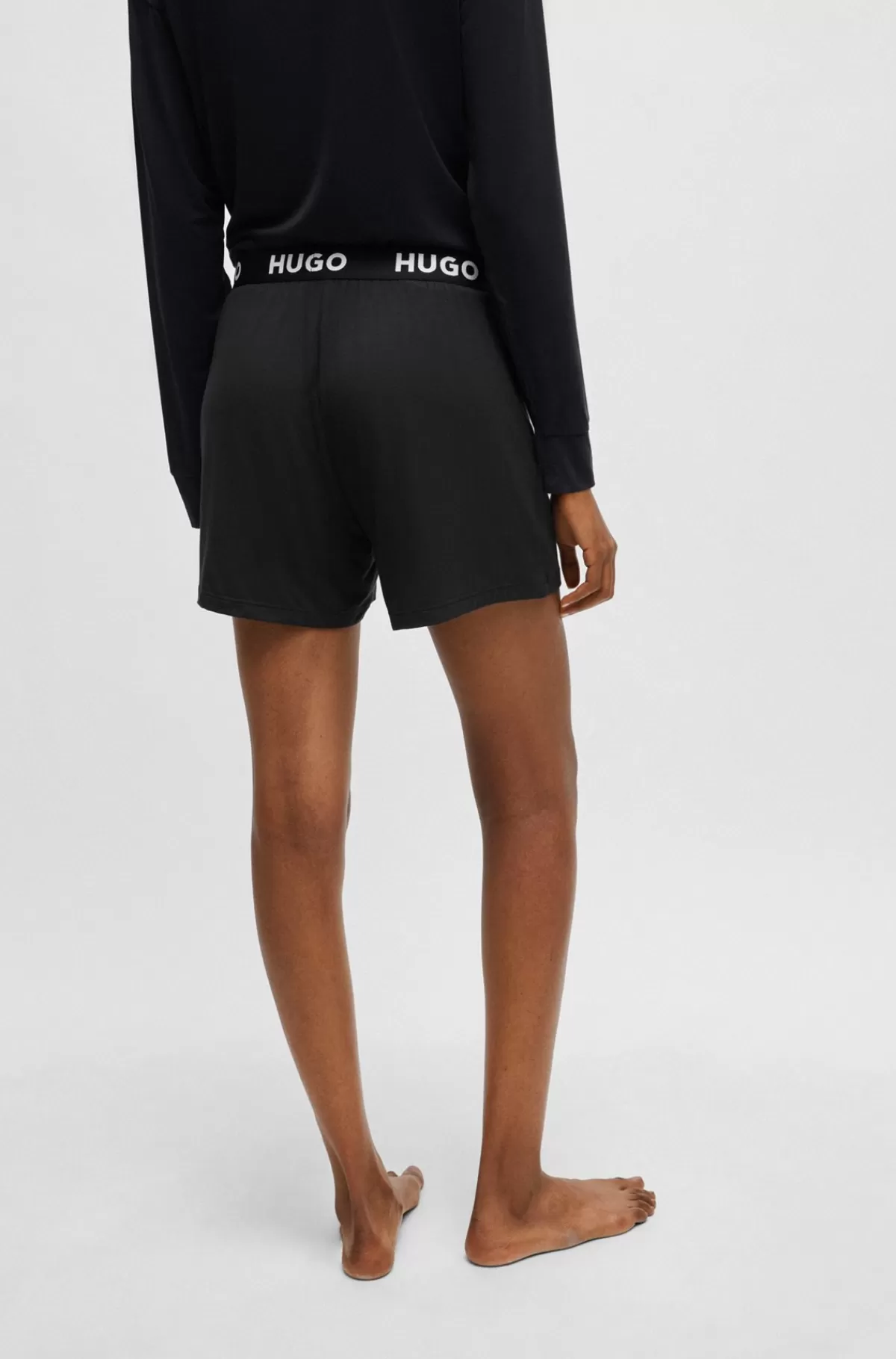 HUGO BOSS Pyjamasshorts I Jersey Med Stræk Og Linning Med Logo Sort Flash Sale