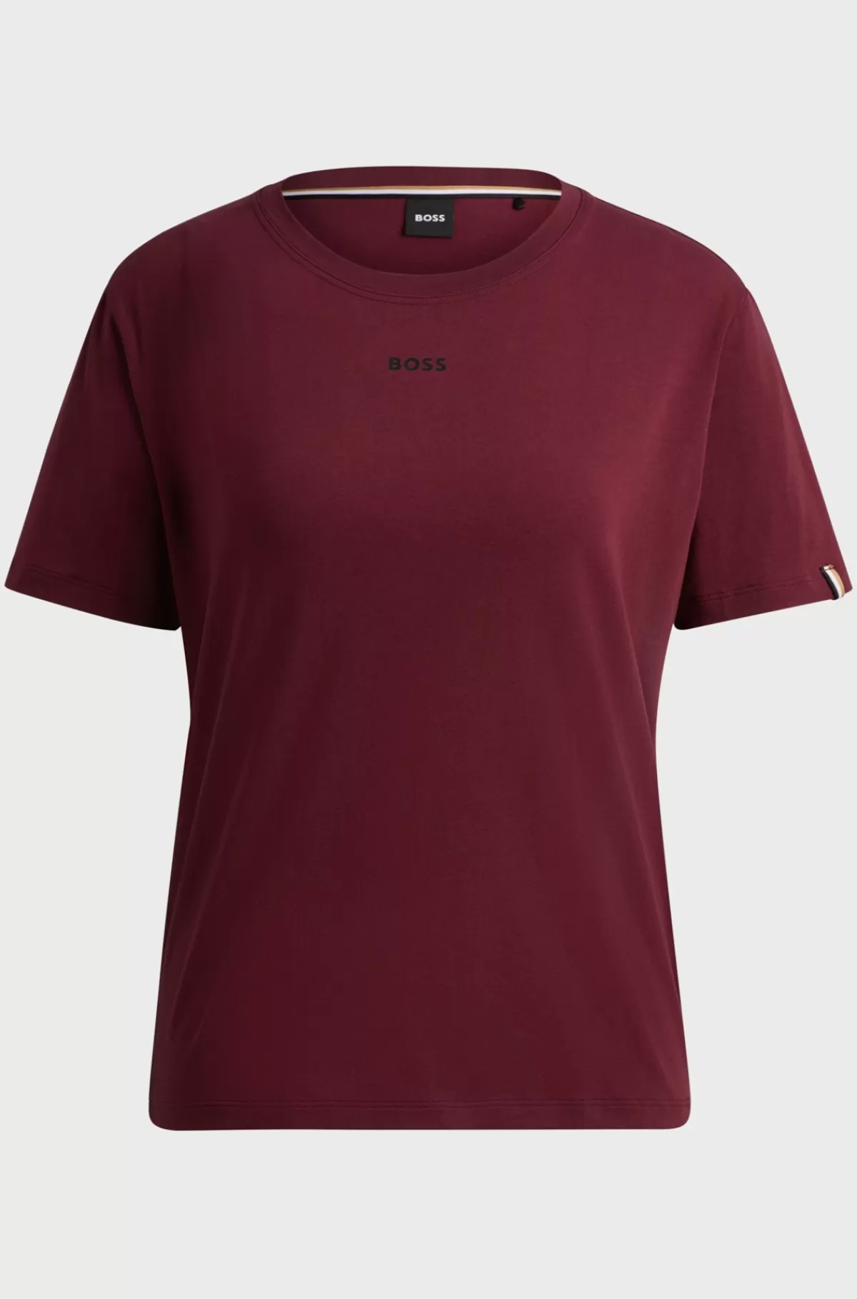 HUGO BOSS Pyjamas-T-shirt I Bomuldsjersey Med Stræk Og Logoprint Mørkerød Best