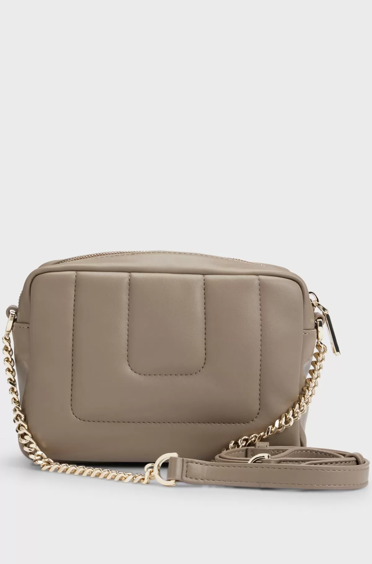 HUGO BOSS Quiltet Crossbodytaske Med Dobbelt B-monogram I Metal Lysebrun Best Sale