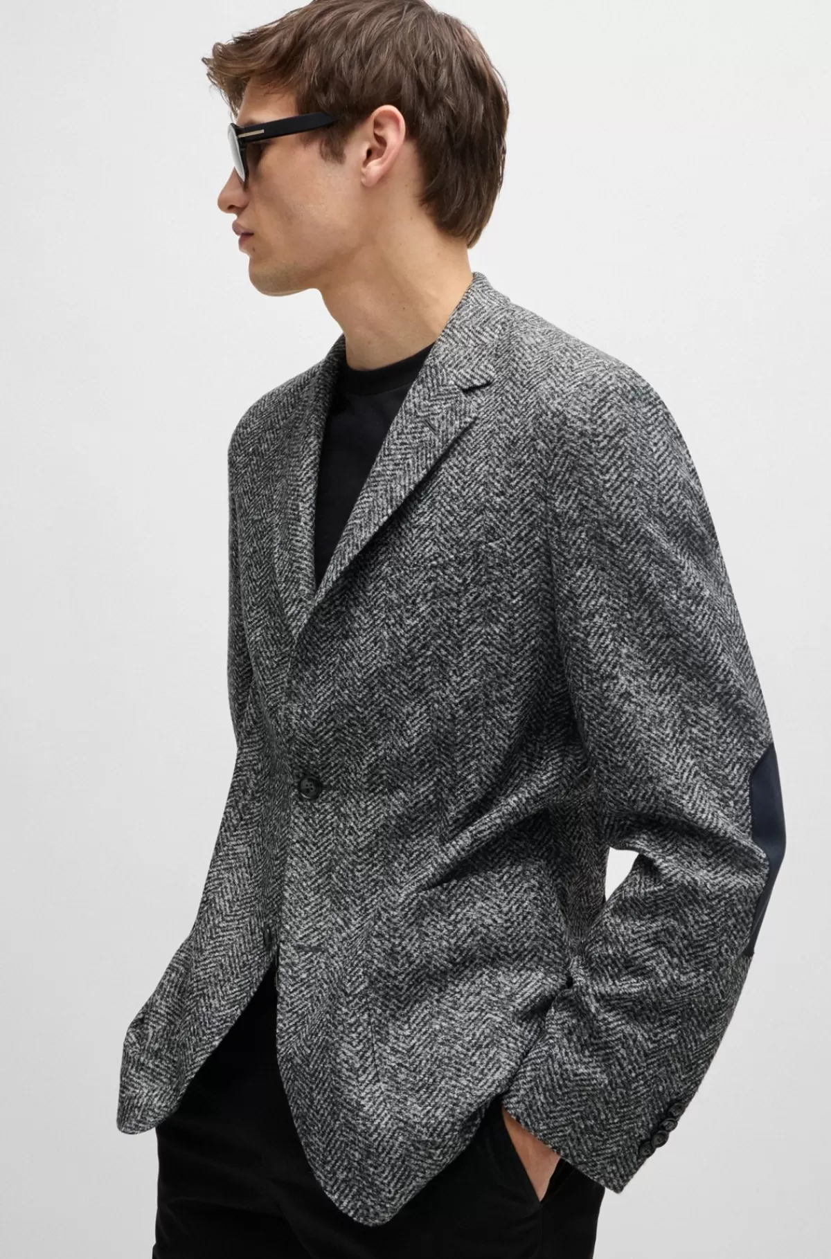 HUGO BOSS Regular Fit Jakke I Sildebensjersey Sølv Best Sale