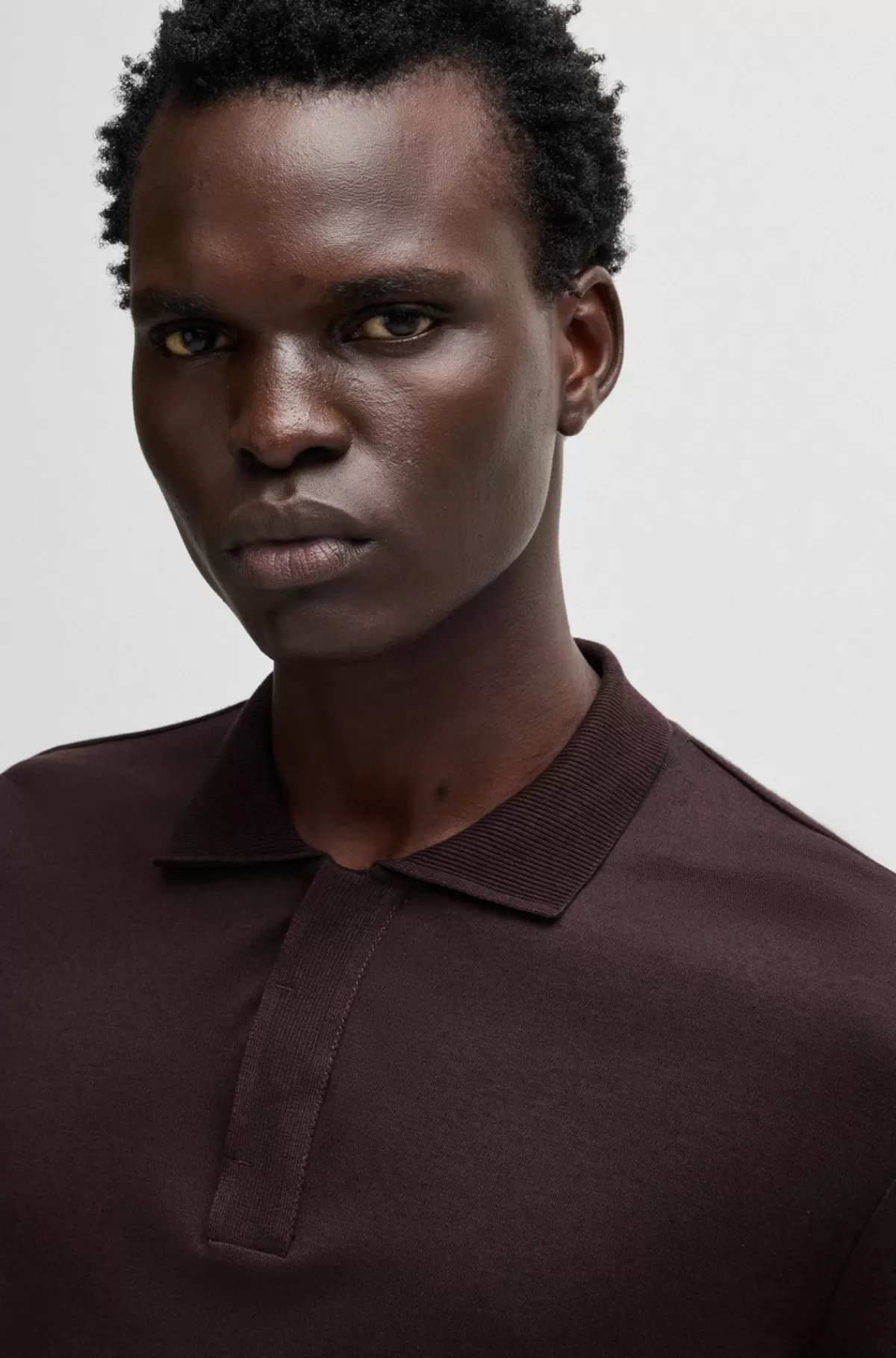 HUGO BOSS Regular Fit Poloshirt I Bomuld Og Kashmir Mørkerød Sale