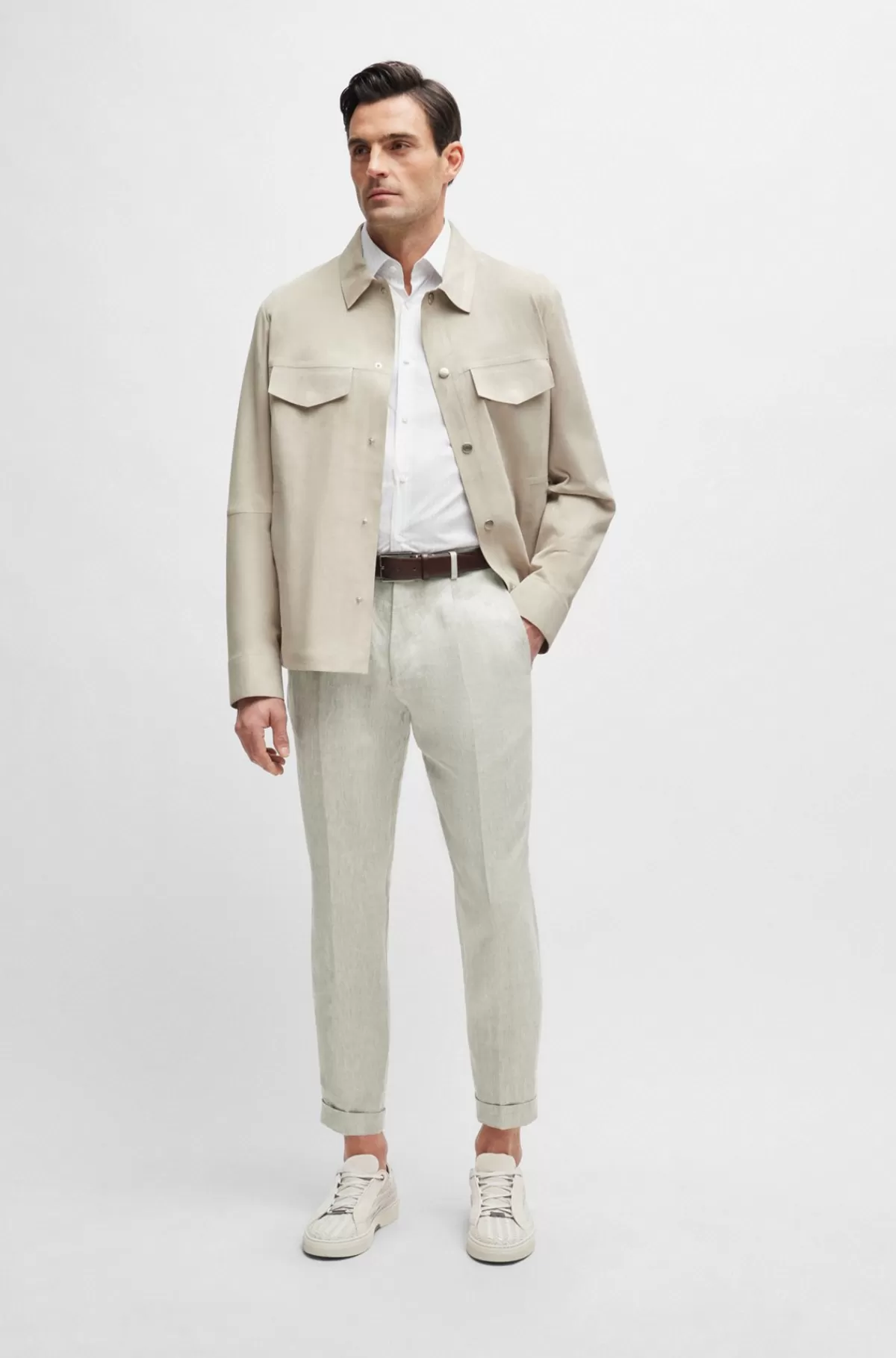 HUGO BOSS Regular Fit Skjorte I Metisruskind Naturlig Flash Sale