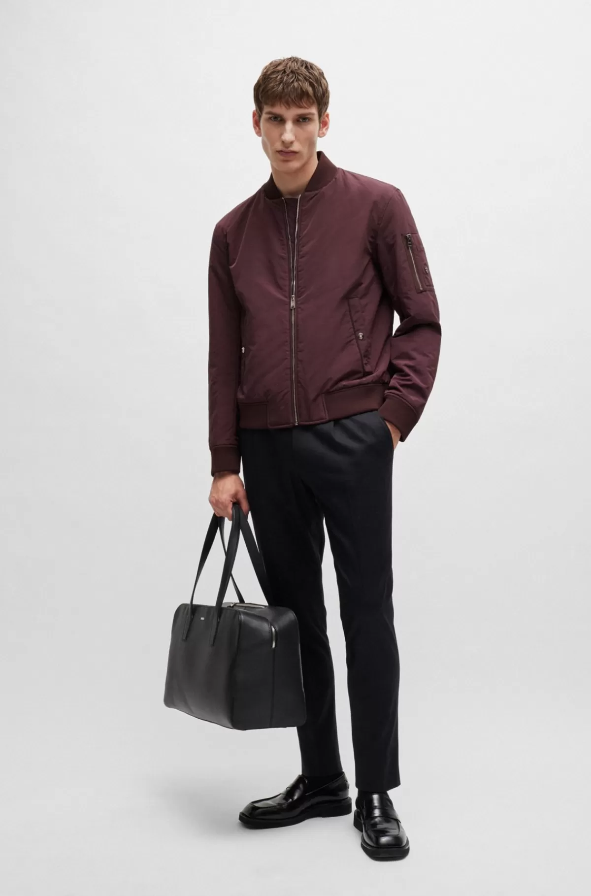 HUGO BOSS Regular Fit Vandskyende Jakke Mørkerød Discount