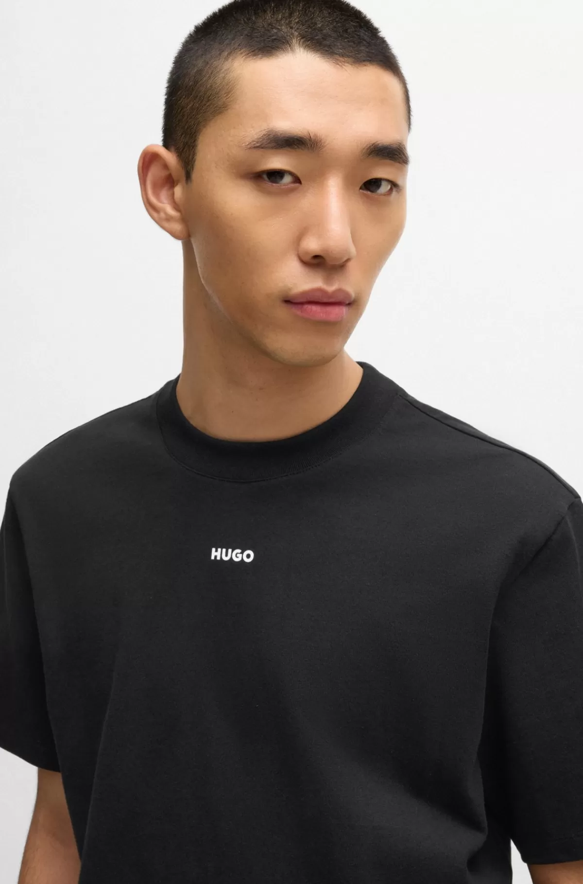 HUGO BOSS Relaxed Fit T-shirt I Bomuld Med Logoprint Sort Sale