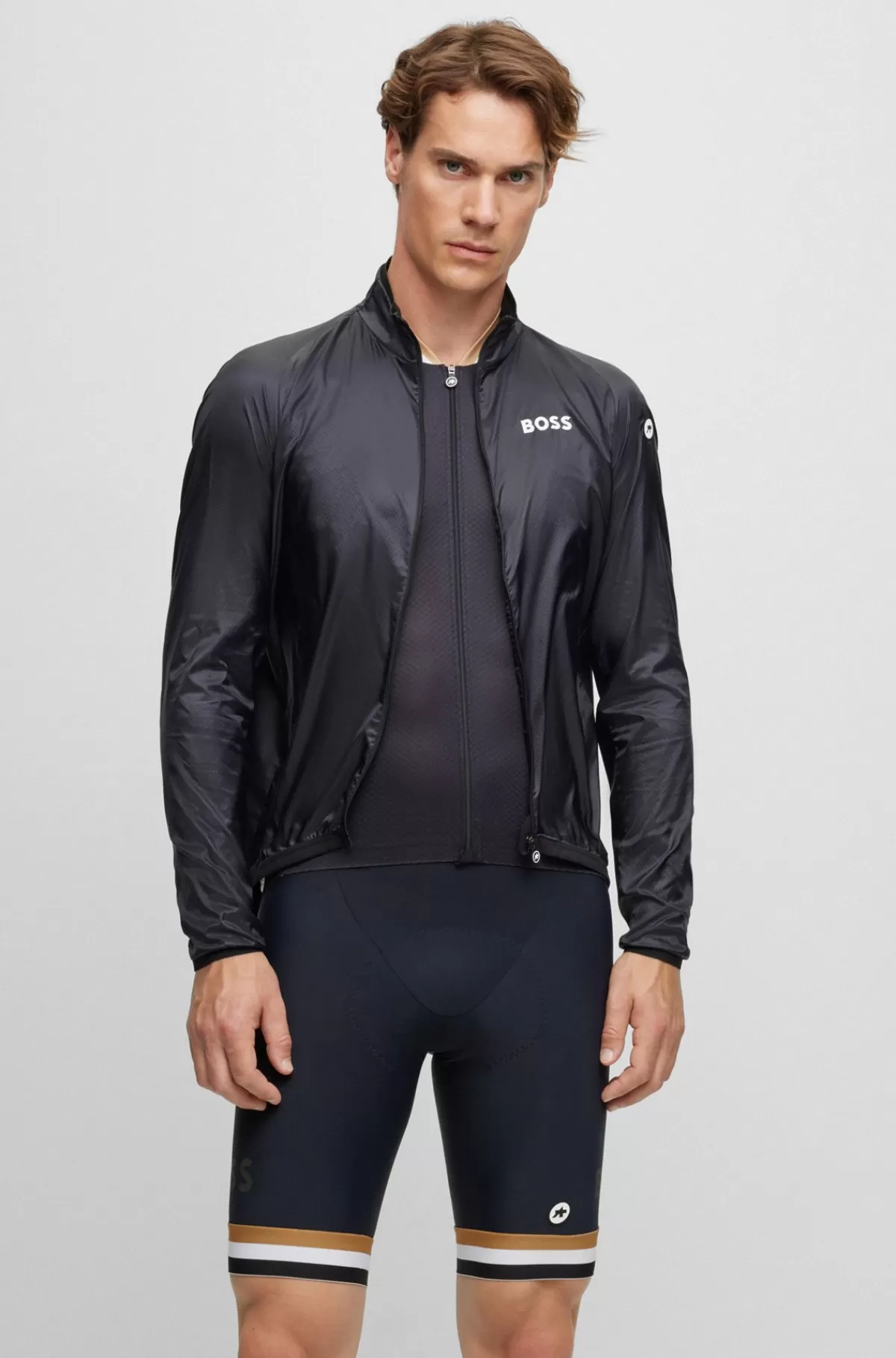 HUGO BOSS Sammenfoldelig Vindjakke Fra BOSS X ASSOS Med Branding Sort Online
