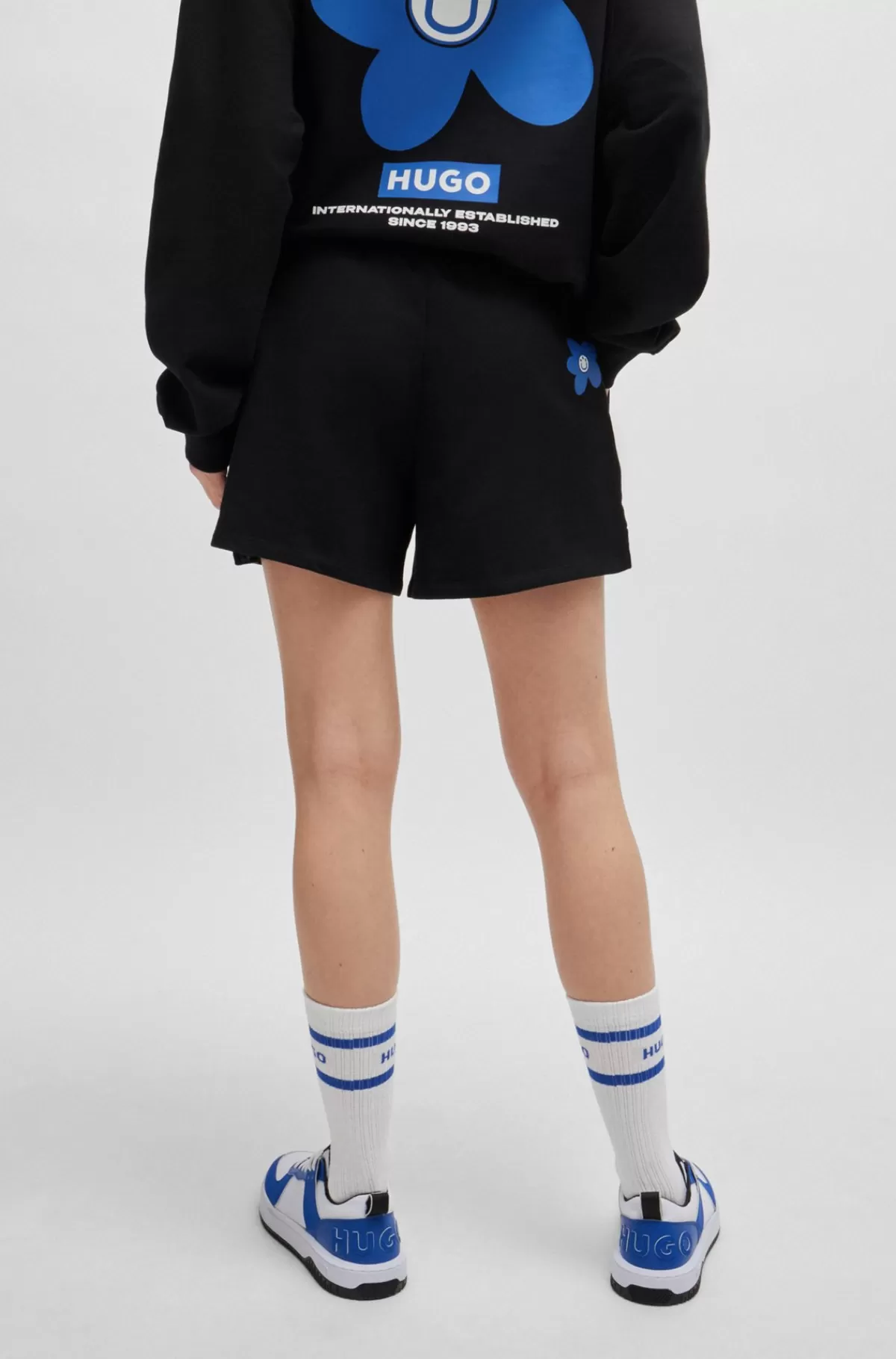 HUGO BOSS Shorts I Sweatkvalitet Af Bomuld Med Den Nye Sæsons Logo Sort Best Sale