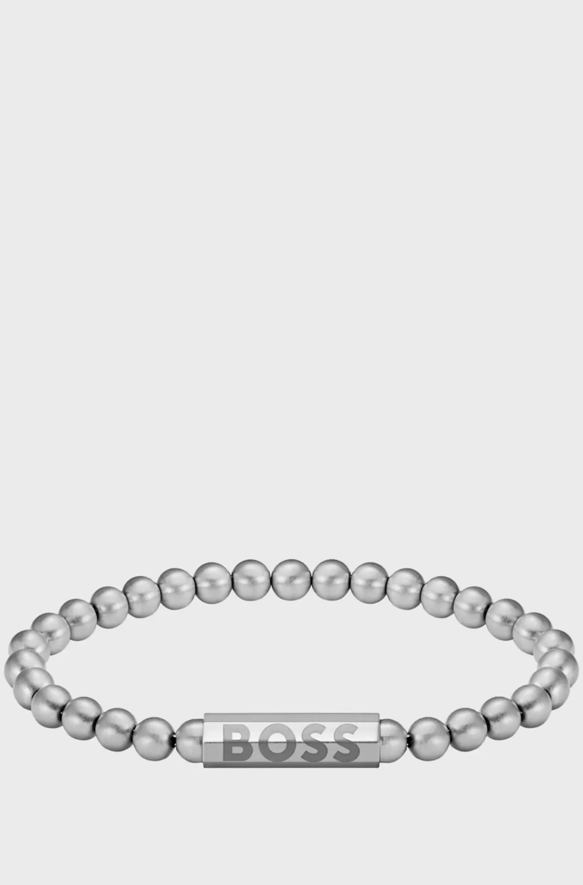 HUGO BOSS Silver-tone Cuff With Logo Closure Sølv New