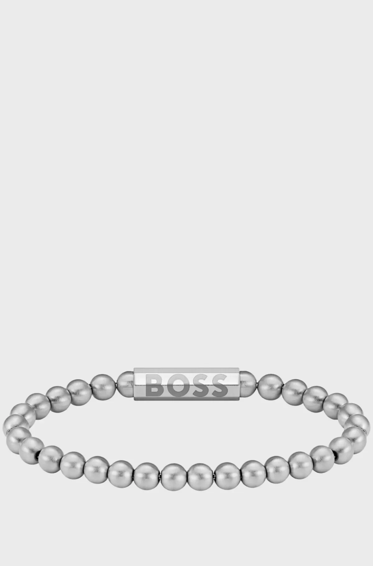 HUGO BOSS Silver-tone Cuff With Logo Closure Sølv New