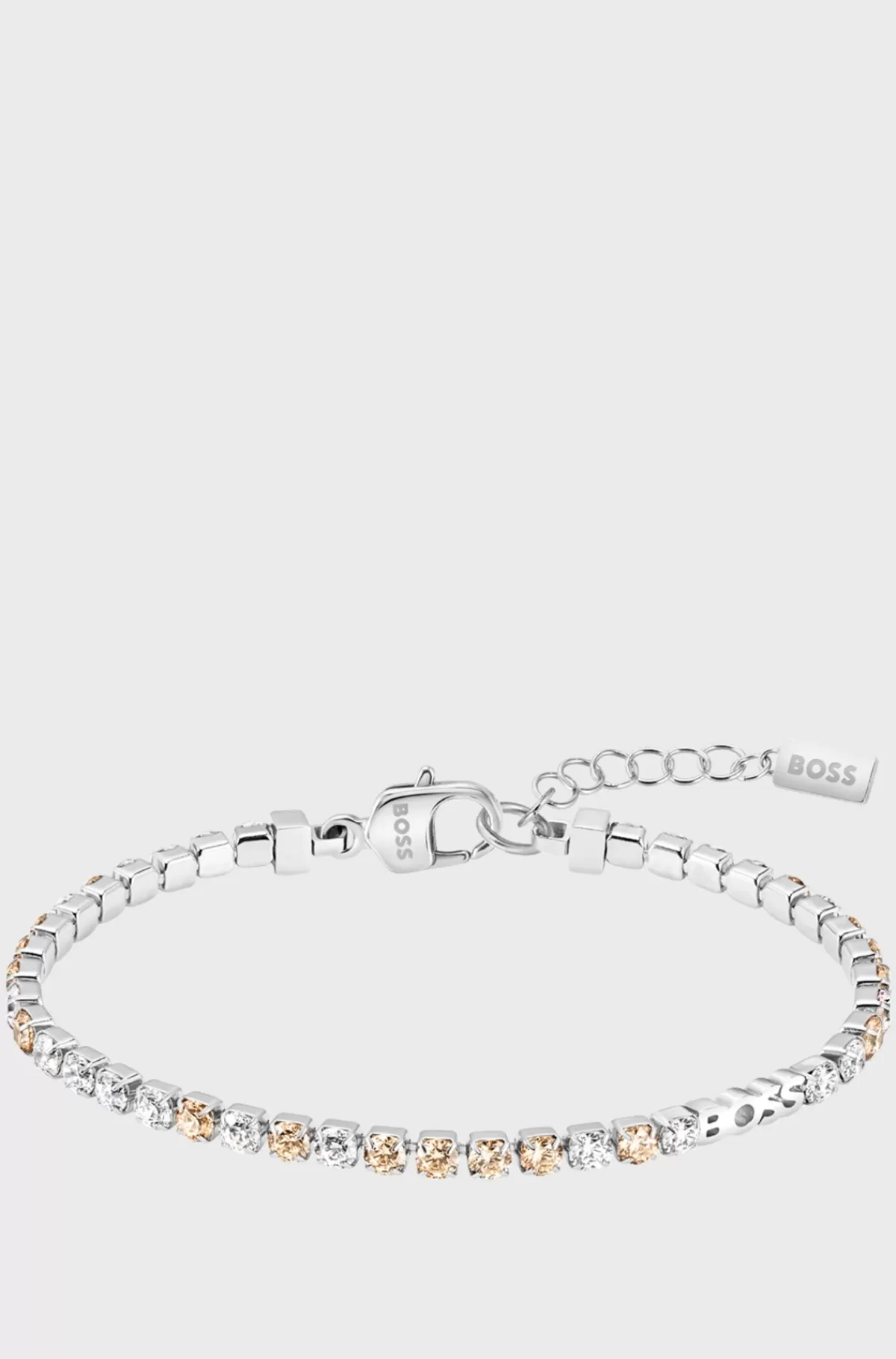 HUGO BOSS Silver-tone Tennis Bracelet With Clear And Champagne Crystals Sølv Cheap