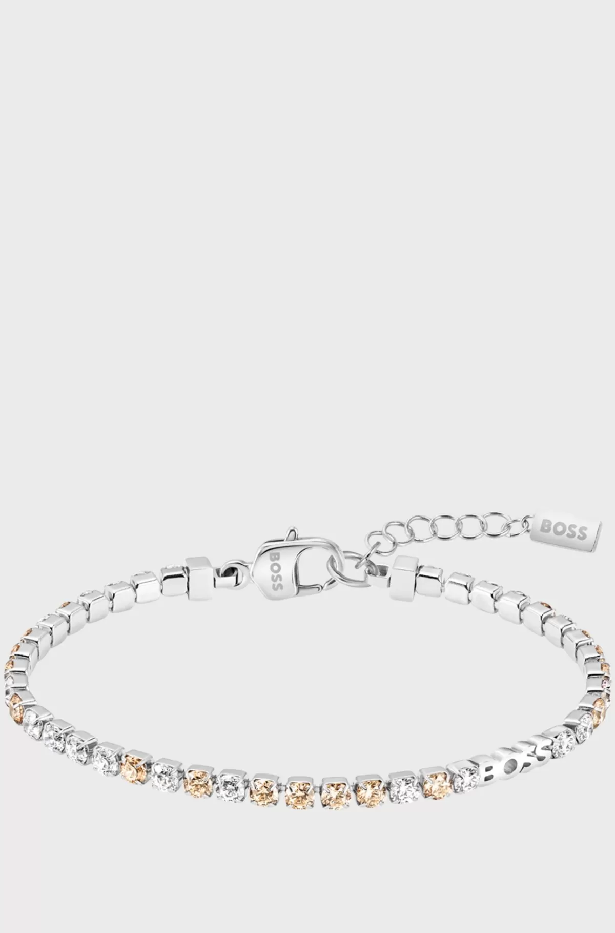 HUGO BOSS Silver-tone Tennis Bracelet With Clear And Champagne Crystals Sølv Cheap