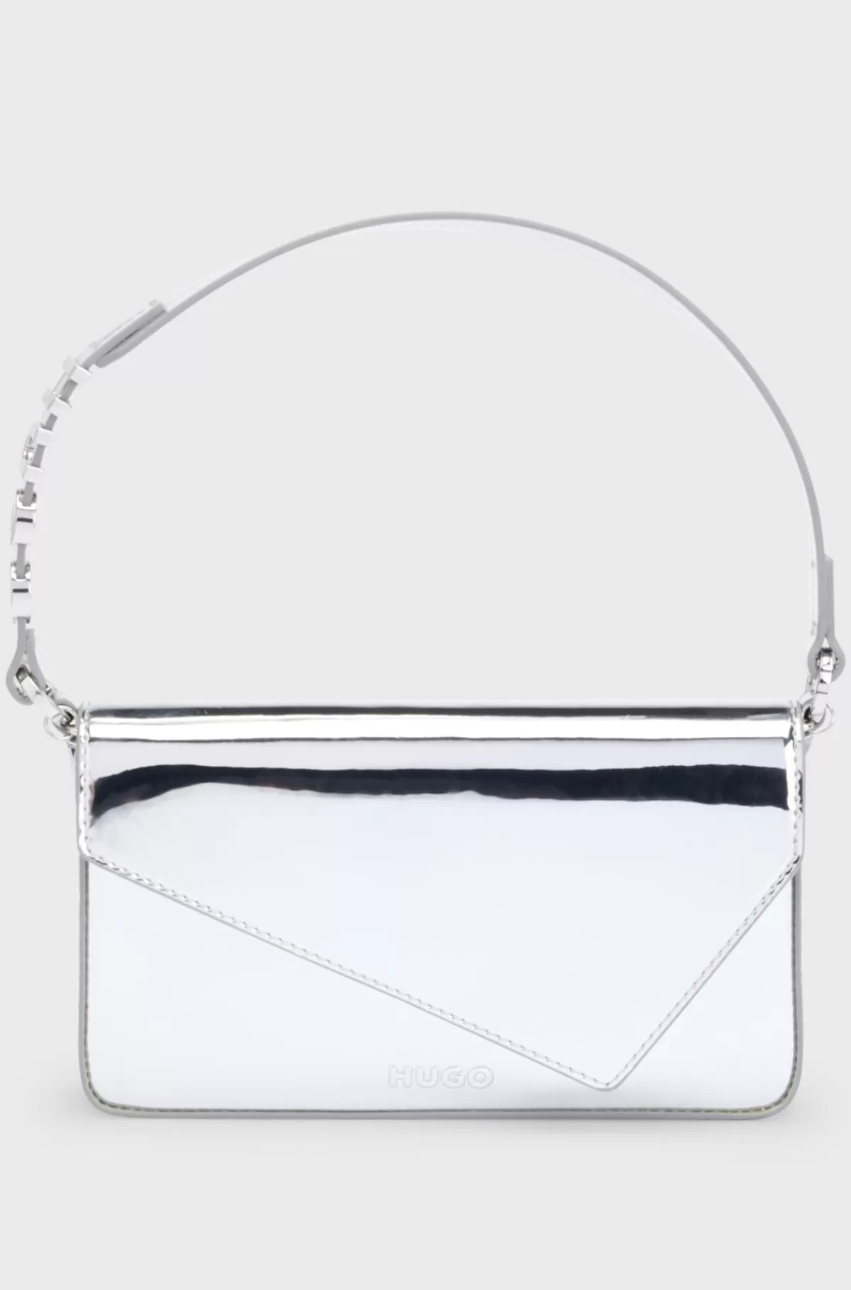 HUGO BOSS Skinnende Clutch I Og Med Logohank Sølv Sale