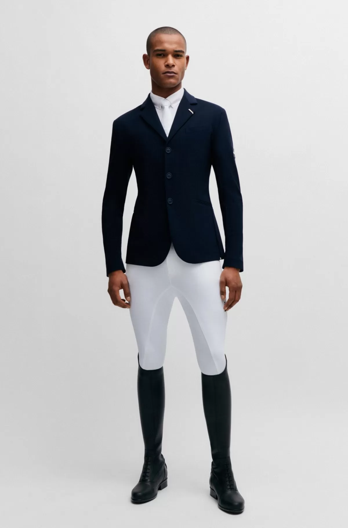 HUGO BOSS Skjorte Til Hestesport Med Halve ærmer Og Skulderpuder Hvid Discount