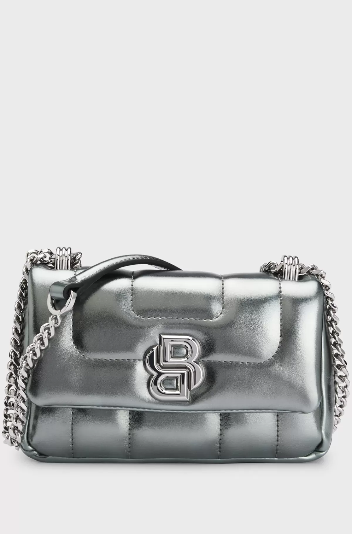 HUGO BOSS Skuldertaske I Imiteret Læder Med Dobbelt B-monogram Sølv Flash Sale