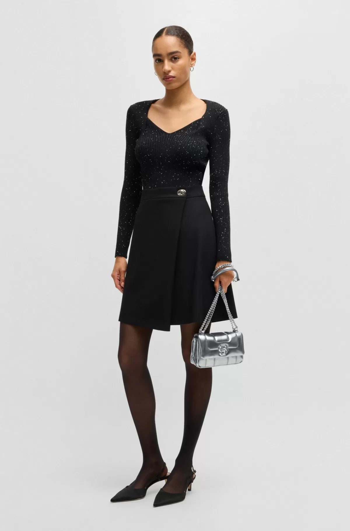 HUGO BOSS Skuldertaske I Imiteret Læder Med Dobbelt B-monogram Sølv Flash Sale
