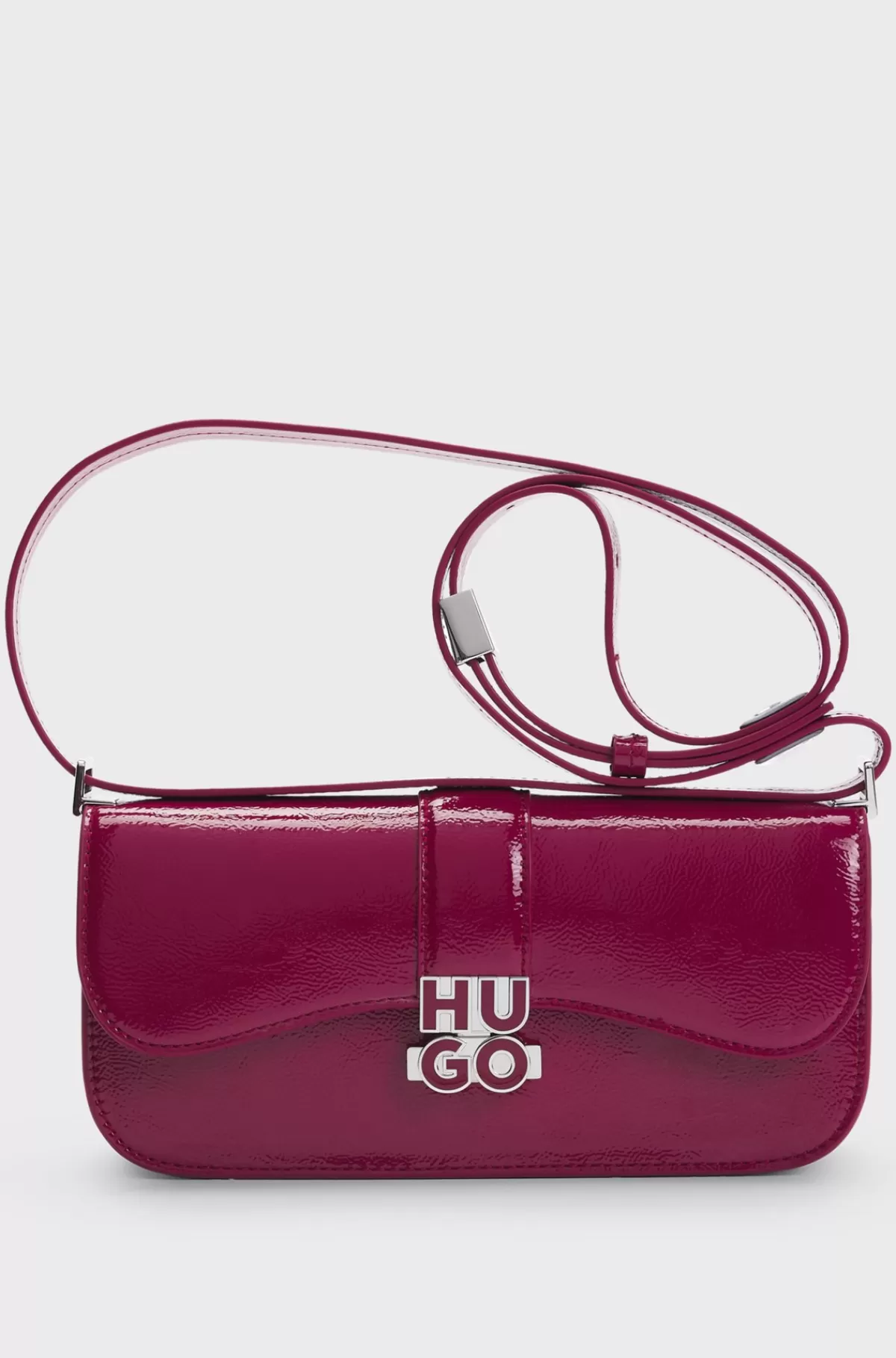 HUGO BOSS Skuldertaske I Imiteret Læder Med Emaljelogo Mørkerød Best