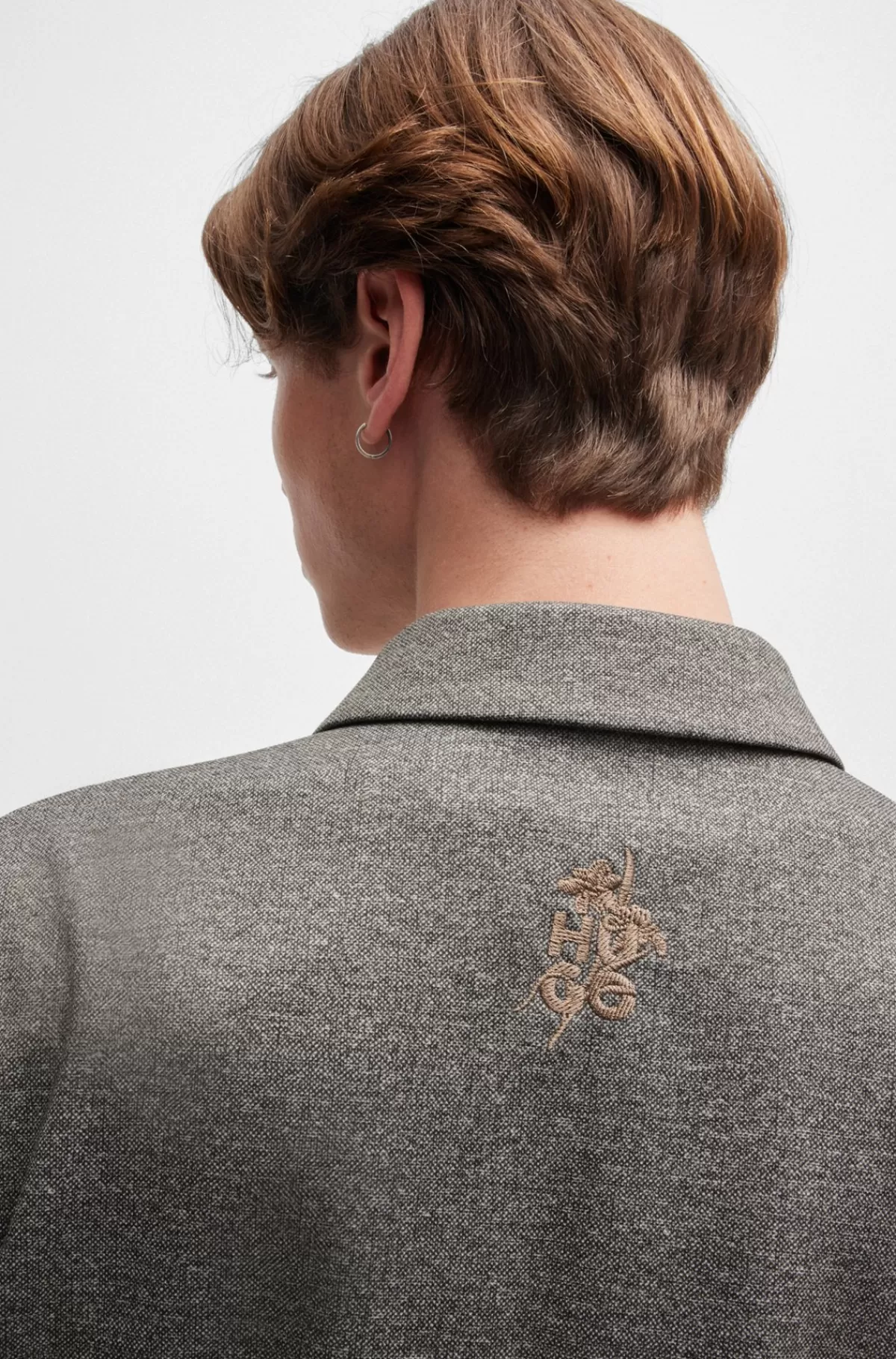 HUGO BOSS Slim Fit Jakke I Performance-jersey Med Stræk Og Print Mørkebrun Best