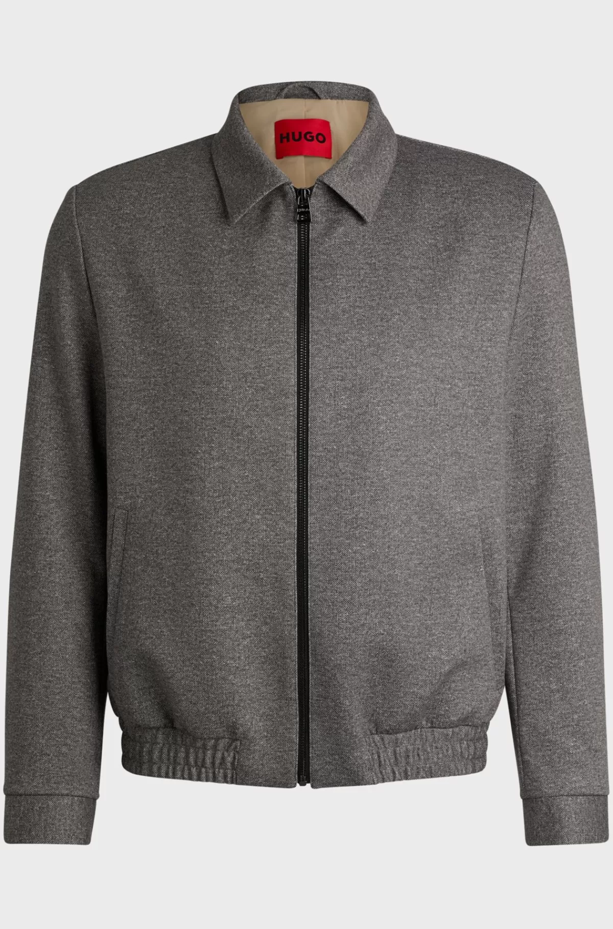 HUGO BOSS Slim Fit Jakke I Performance-jersey Med Stræk Og Print Mørkebrun Best