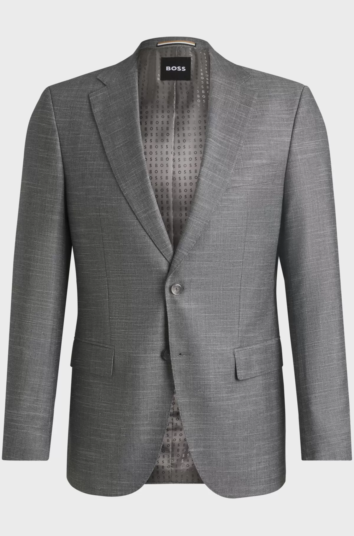 HUGO BOSS Slim Fit-habitjakke I Mønstret Stof Med Stræk Sølv New