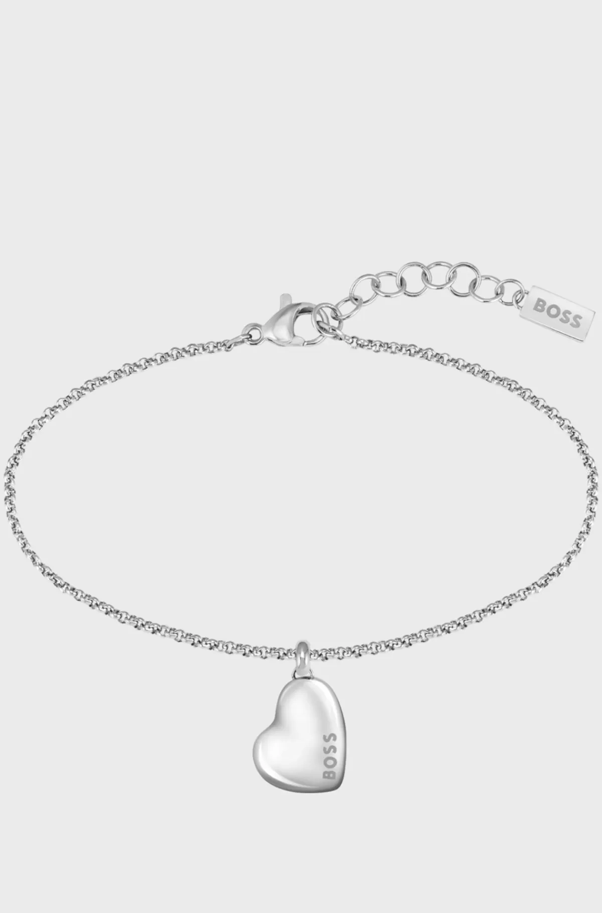 HUGO BOSS Sølvfarvet Armbånd Med Hjertevedhæng Med Logo Assorteret-forpakket Best Sale