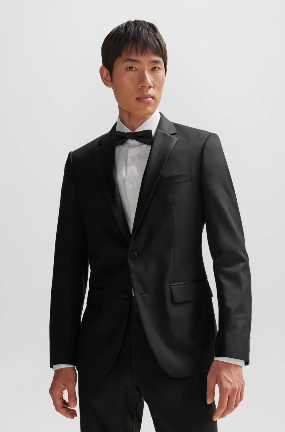 HUGO BOSS Smokingjakke I Slim Fit I Serge Af Ny Uld Sort Clearance