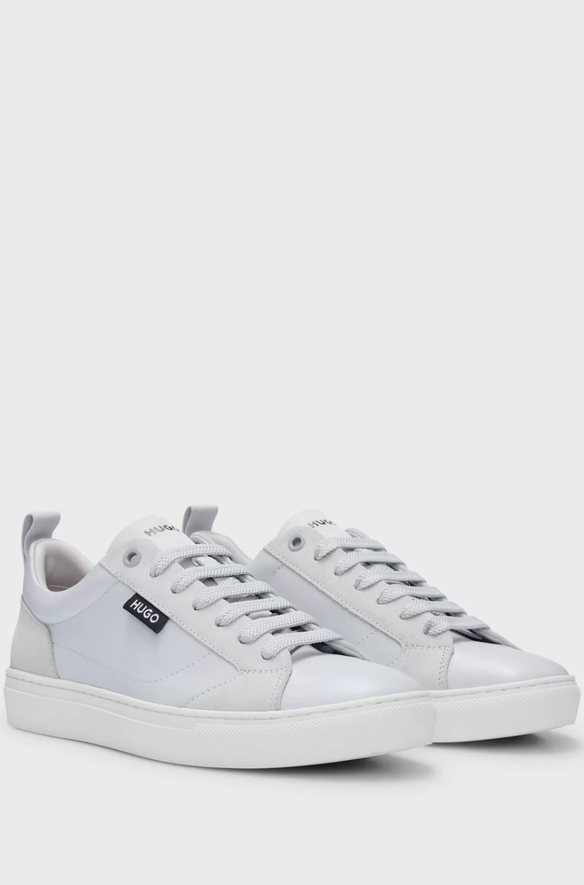 HUGO BOSS Sneakers I Imiteret Læder Med Logo Lysegrå Best Sale