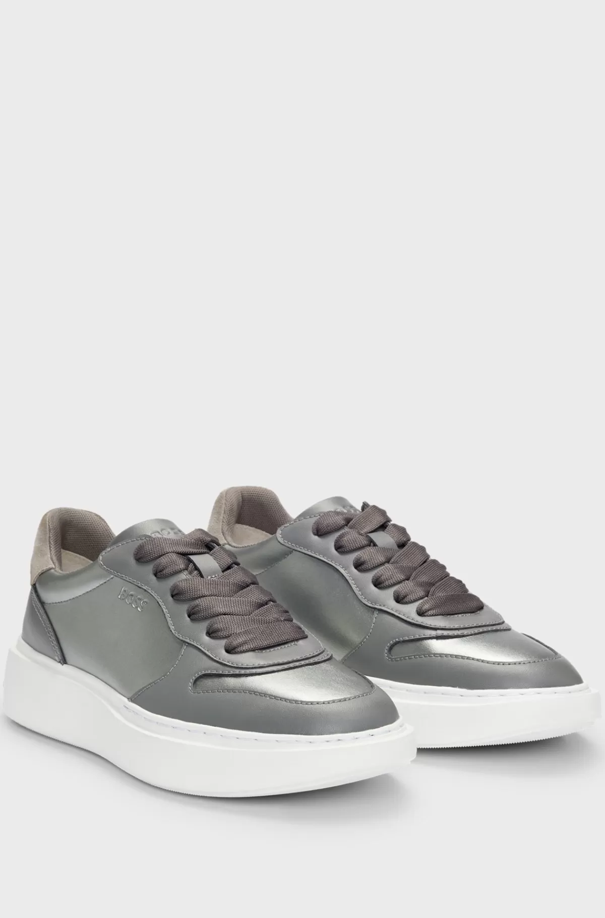 HUGO BOSS Sneakers I Imiteret Læder Med farvede Detaljer Sølv Shop