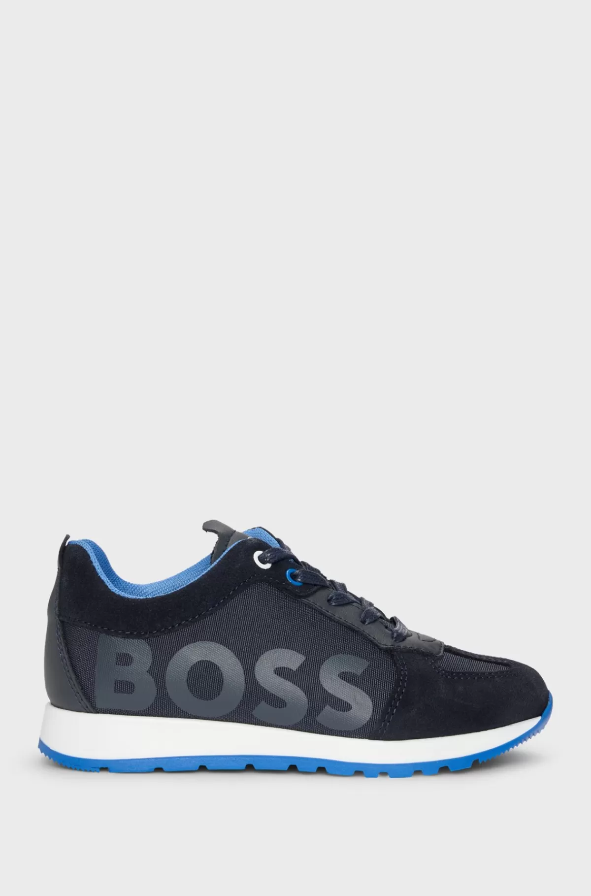 HUGO BOSS Sneakers Til Børn I Blandede Materialer Med Læderdetaljer Mørkeblå Cheap