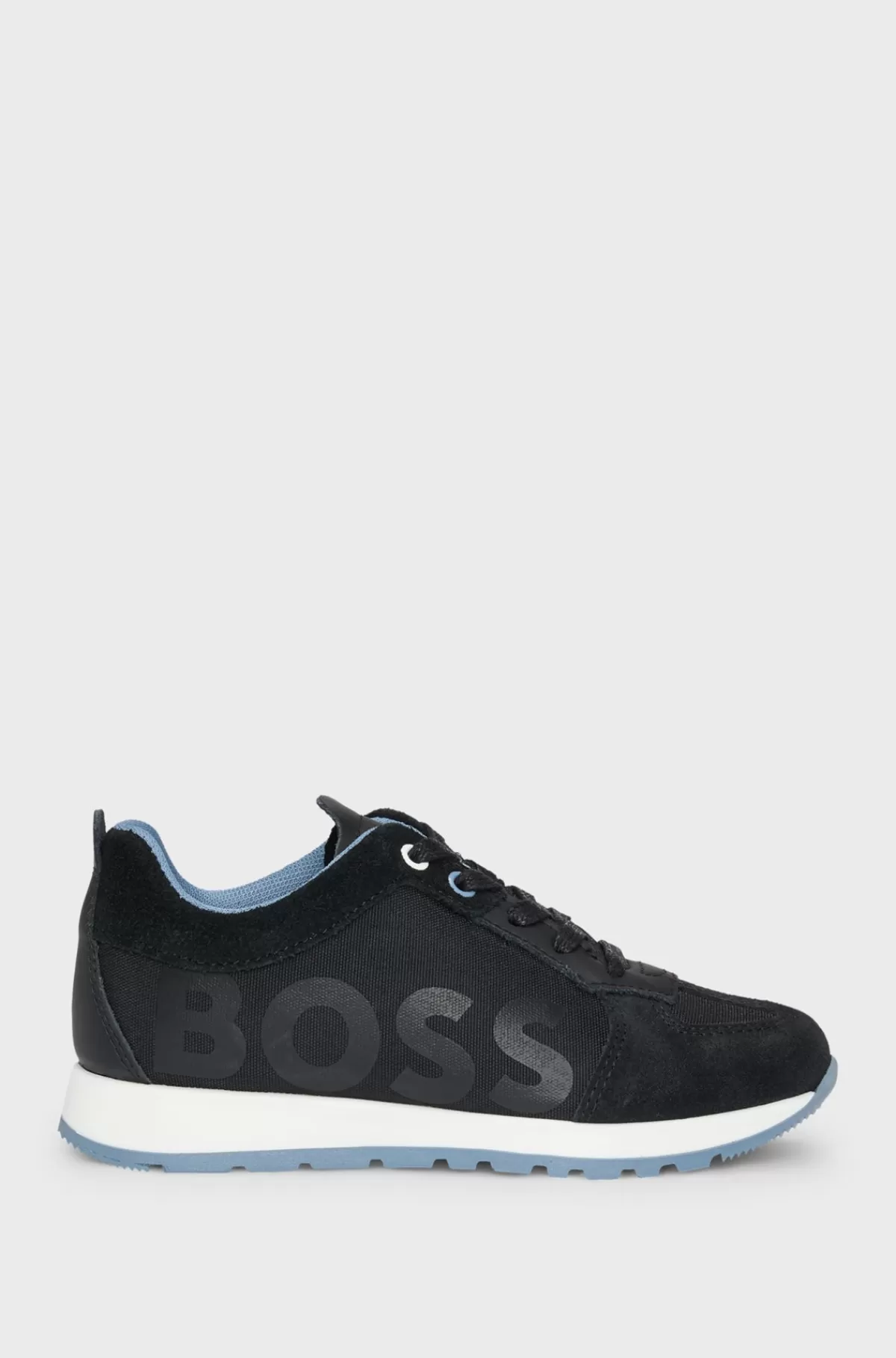 HUGO BOSS Sneakers Til Børn I Blandede Materialer Med Læderdetaljer Sort New
